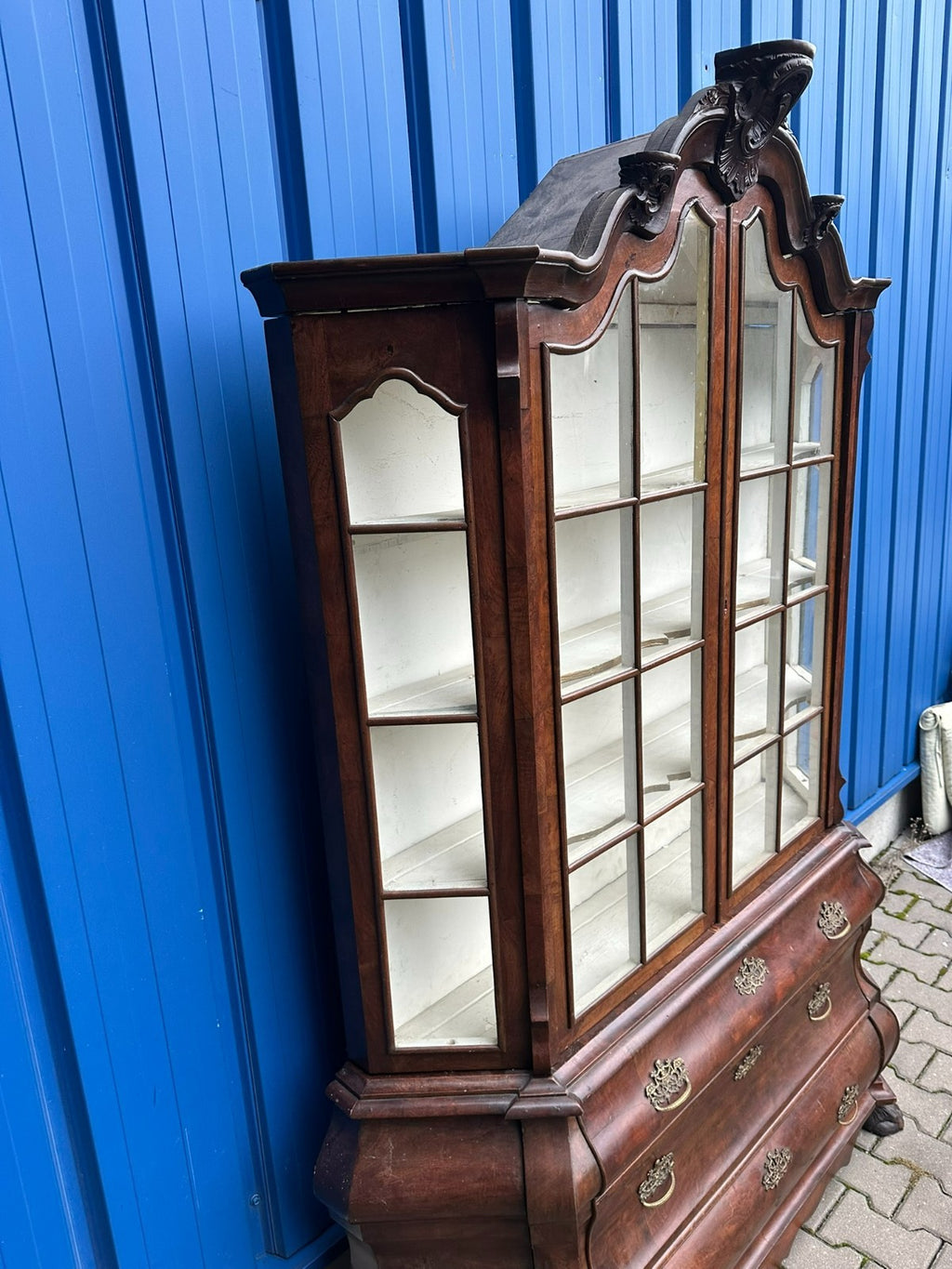 Antike Barockvitrine Barock Schrank 19 tes Jhdt Nussbaum Vitrine