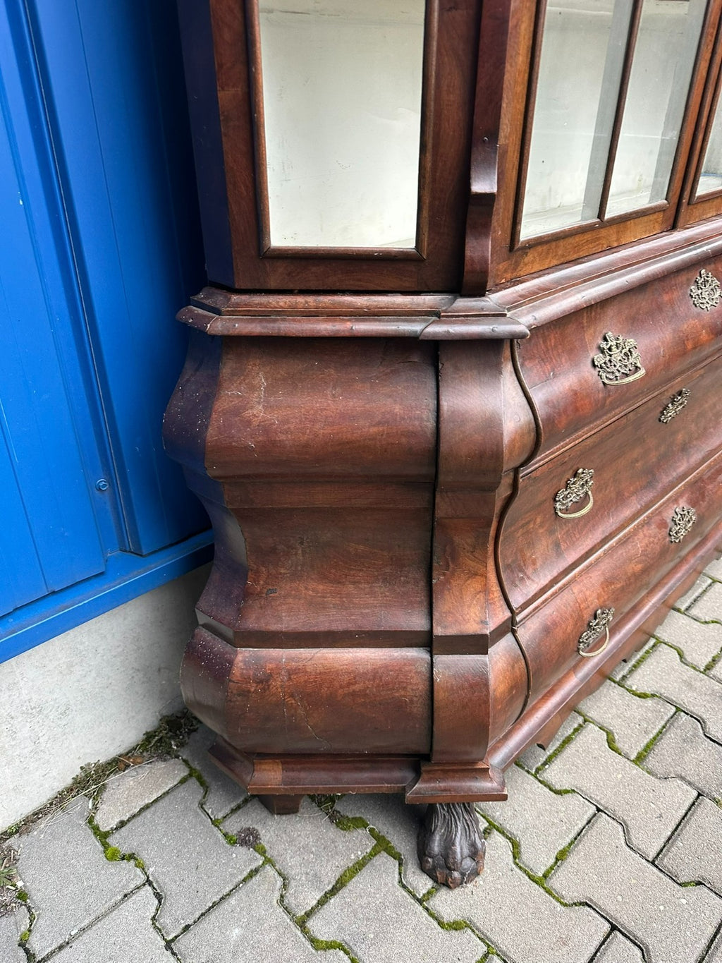 Antike Barockvitrine Barock Schrank 19 tes Jhdt Nussbaum Vitrine