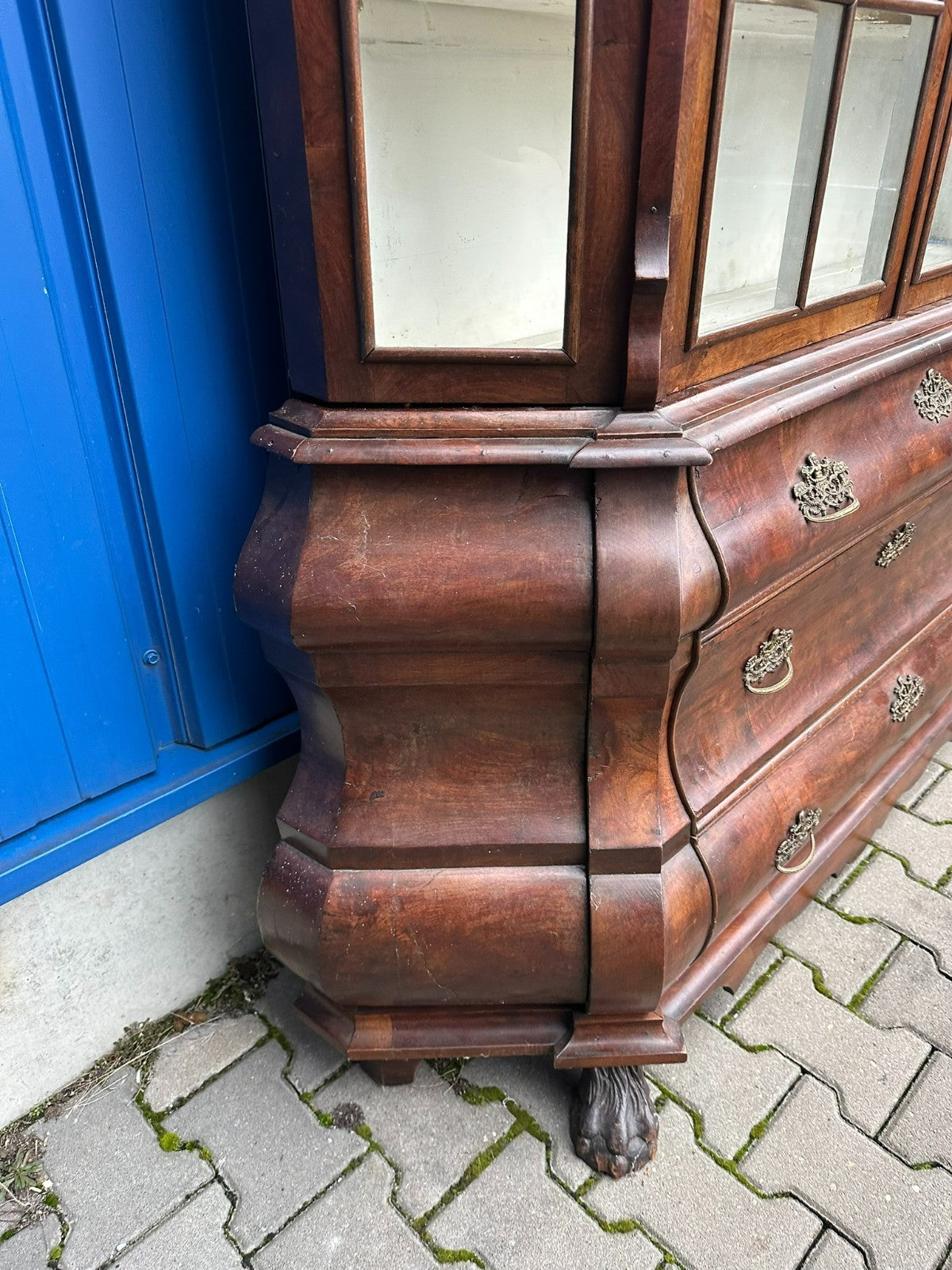 Antike Barockvitrine Barock Schrank 19 tes Jhdt Nussbaum Vitrine