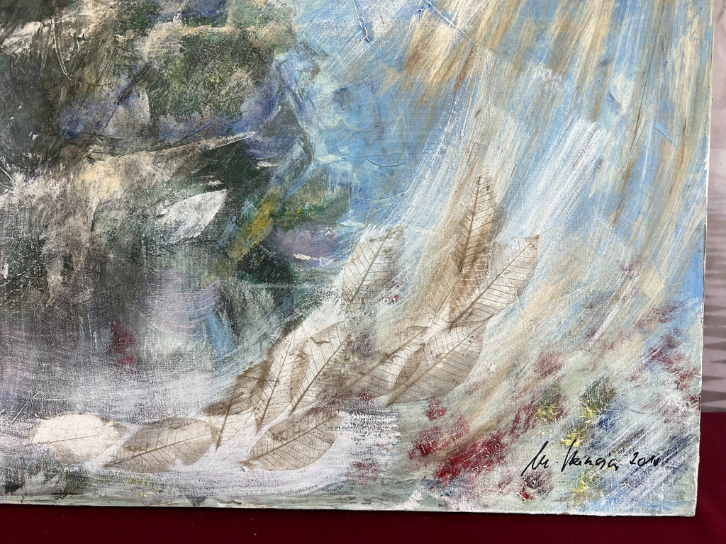 Modernes Ölgemälde auf Leinwand signiert Abstrakt 70x90cm