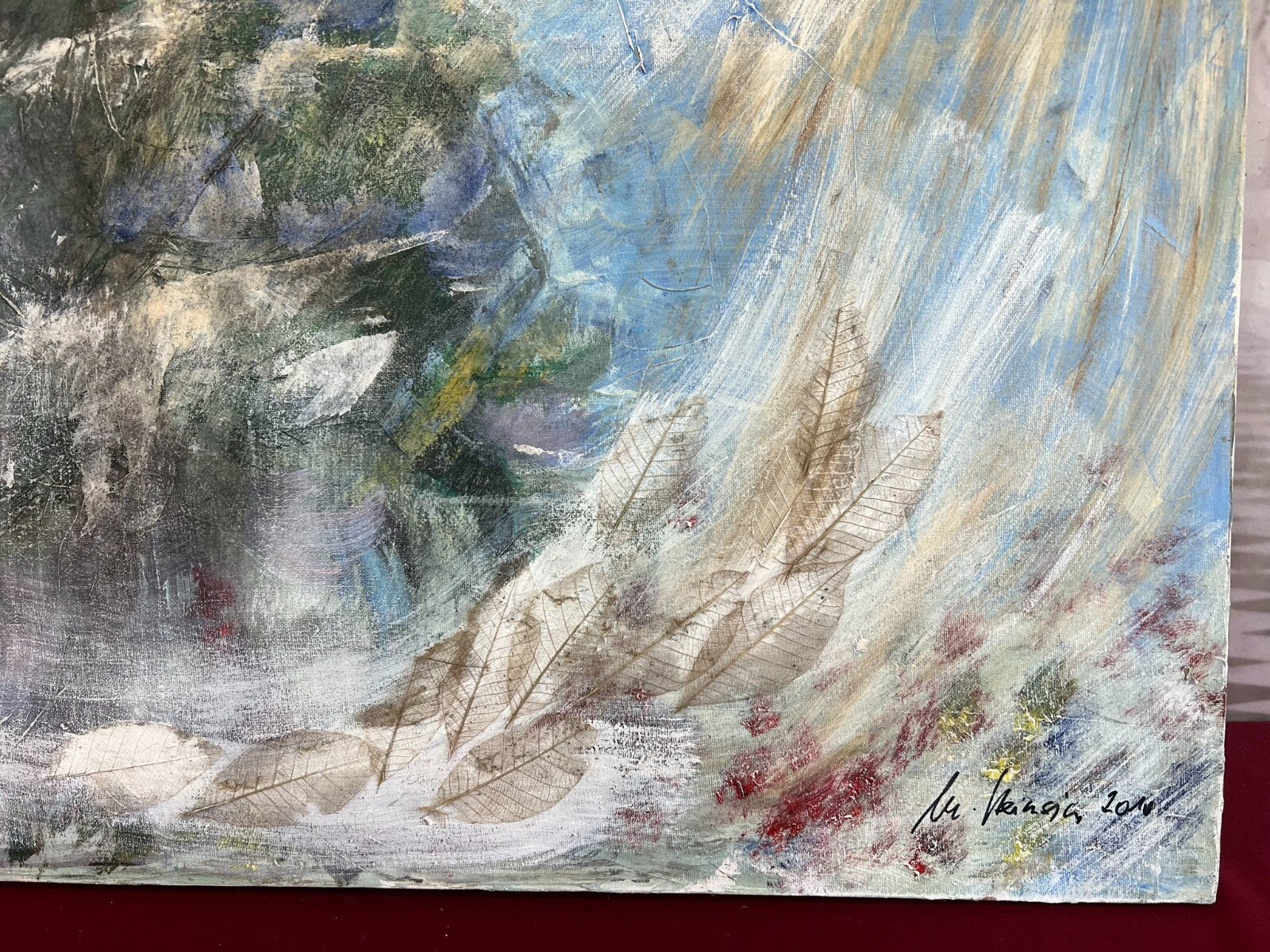 Modernes Ölgemälde auf Leinwand signiert Abstrakt 70x90cm