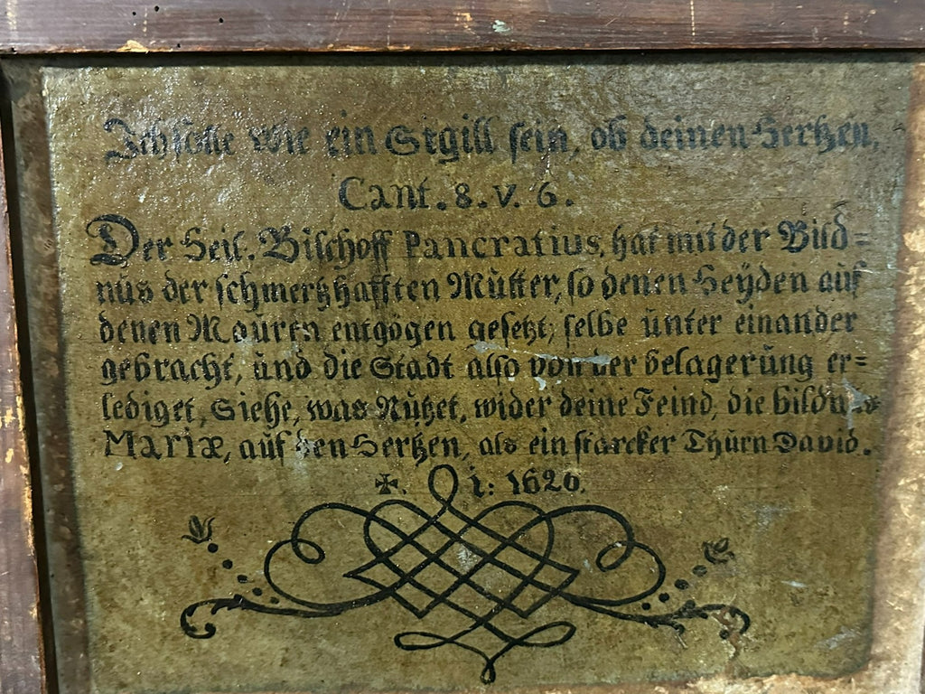 Antikes Ölgemälde um 1620 Schlachtszene Osmanen Schmerzhafte Mutter Maria