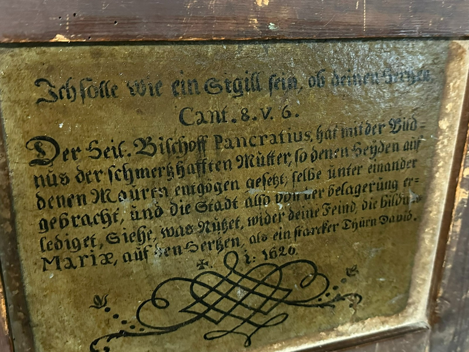 Antikes Ölgemälde um 1620 Schlachtszene Osmanen Schmerzhafte Mutter Maria