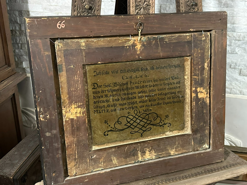 Antikes Ölgemälde um 1620 Schlachtszene Osmanen Schmerzhafte Mutter Maria
