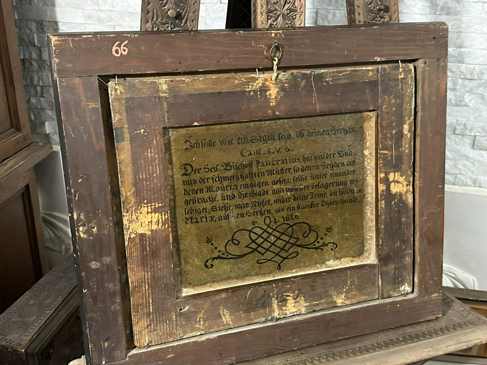 Antikes Ölgemälde um 1620 Schlachtszene Osmanen Schmerzhafte Mutter Maria