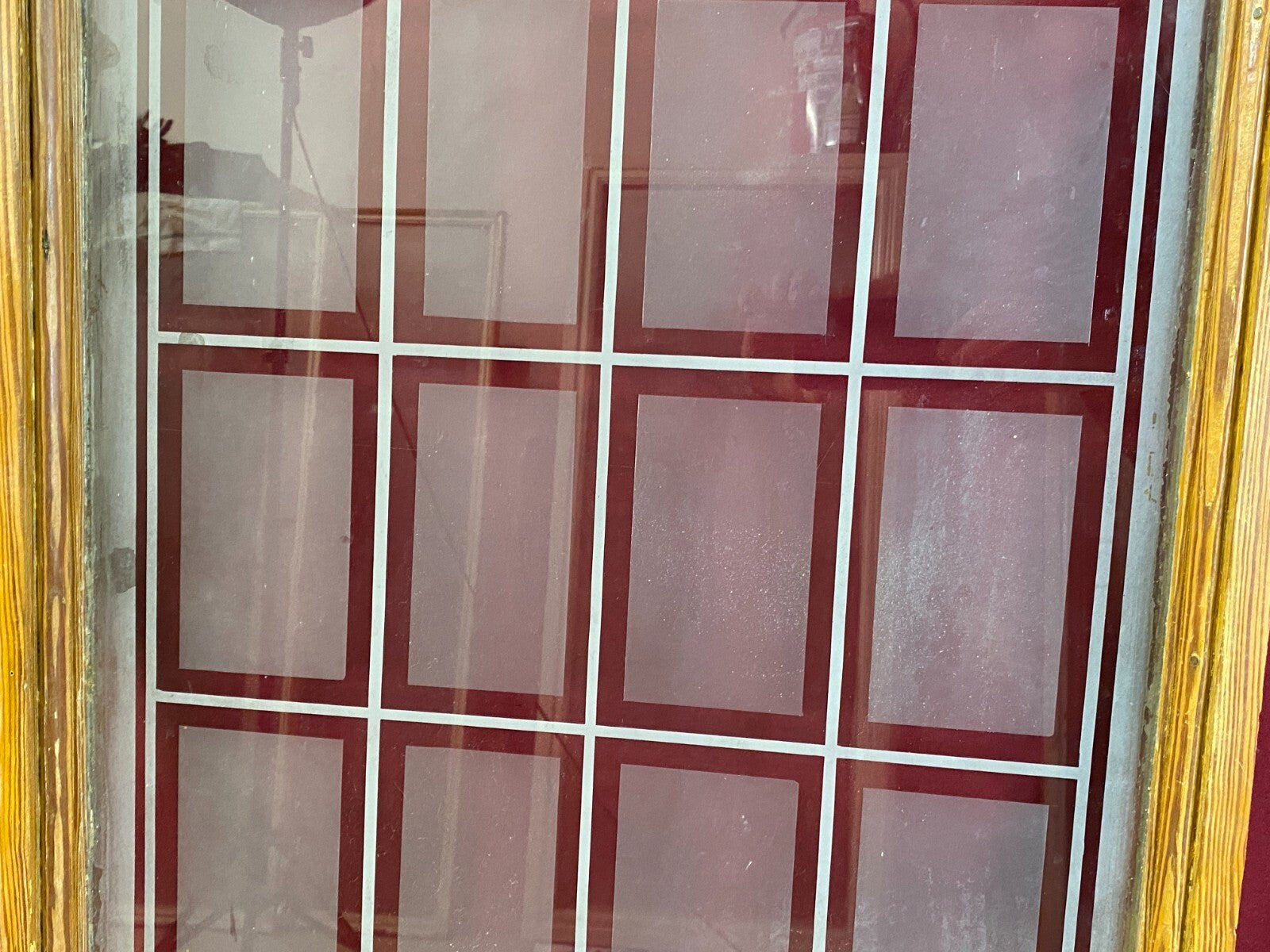 Antike Glasscheibe Jugendstil Art Deco um 1920 Blumen 50x149cm