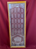 ANTIKE GLASSCHEIBE JUGENDSTIL ART DECO UM 1920 BLUMEN 50x149cm