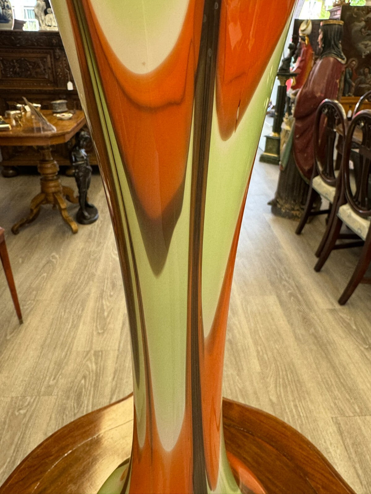 Vintage Bodenvase grosse Vase aus Glas Lollipop Space Age Schott Zwiesel 59/21cm