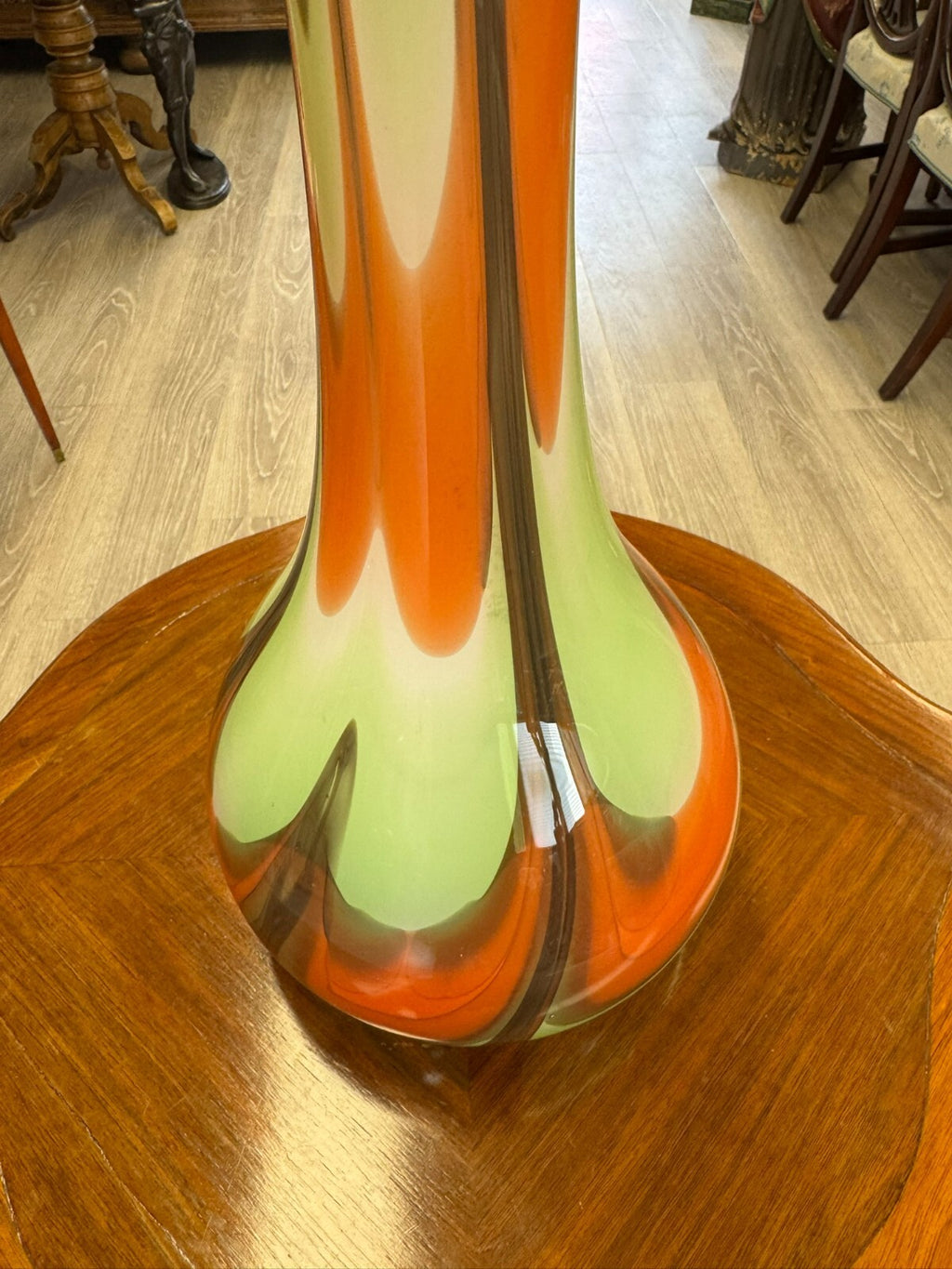 Vintage Bodenvase grosse Vase aus Glas Lollipop Space Age Schott Zwiesel 59/21cm
