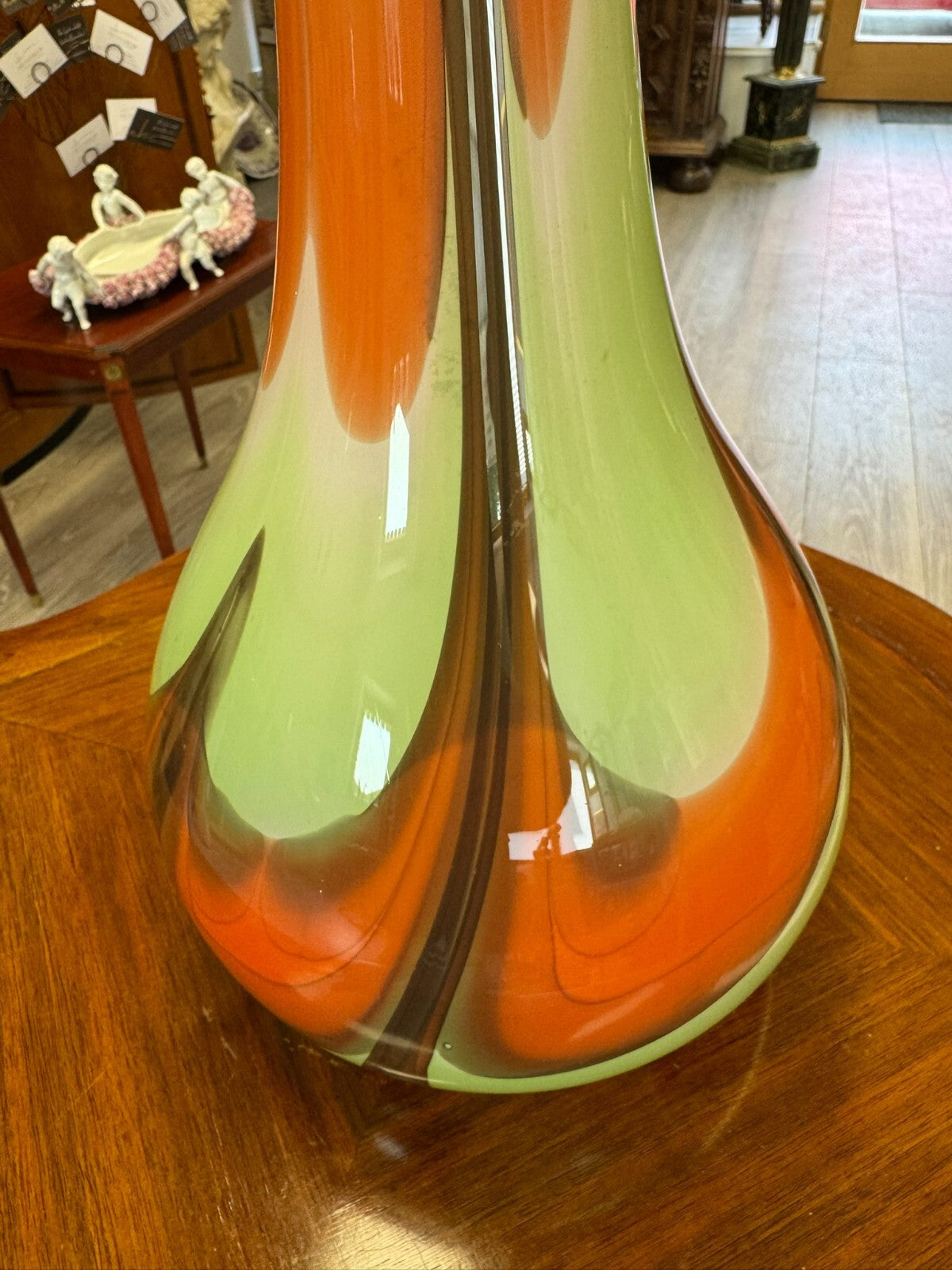 Vintage Bodenvase grosse Vase aus Glas Lollipop Space Age Schott Zwiesel 59/21cm