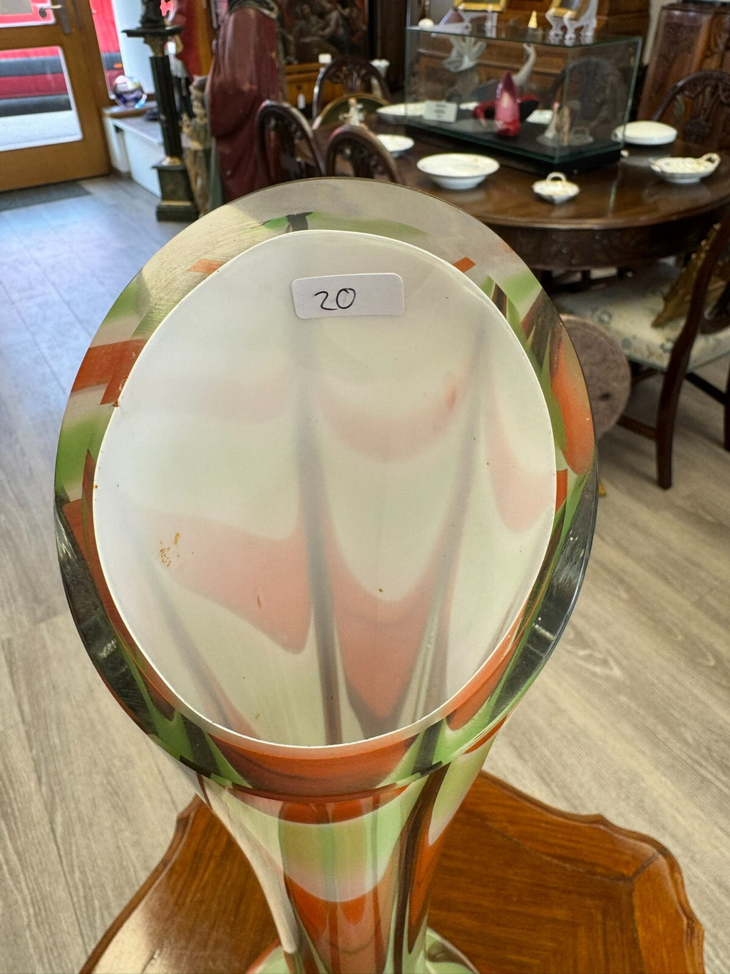Vintage Bodenvase grosse Vase aus Glas Lollipop Space Age Schott Zwiesel 59/21cm