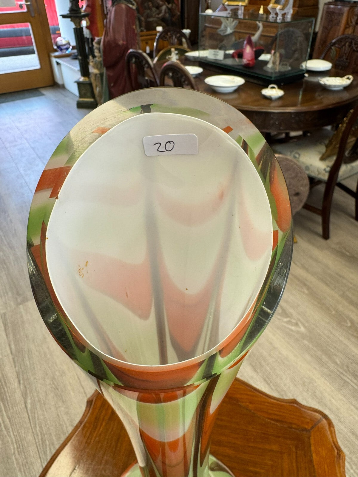 Vintage Bodenvase grosse Vase aus Glas Lollipop Space Age Schott Zwiesel 59/21cm