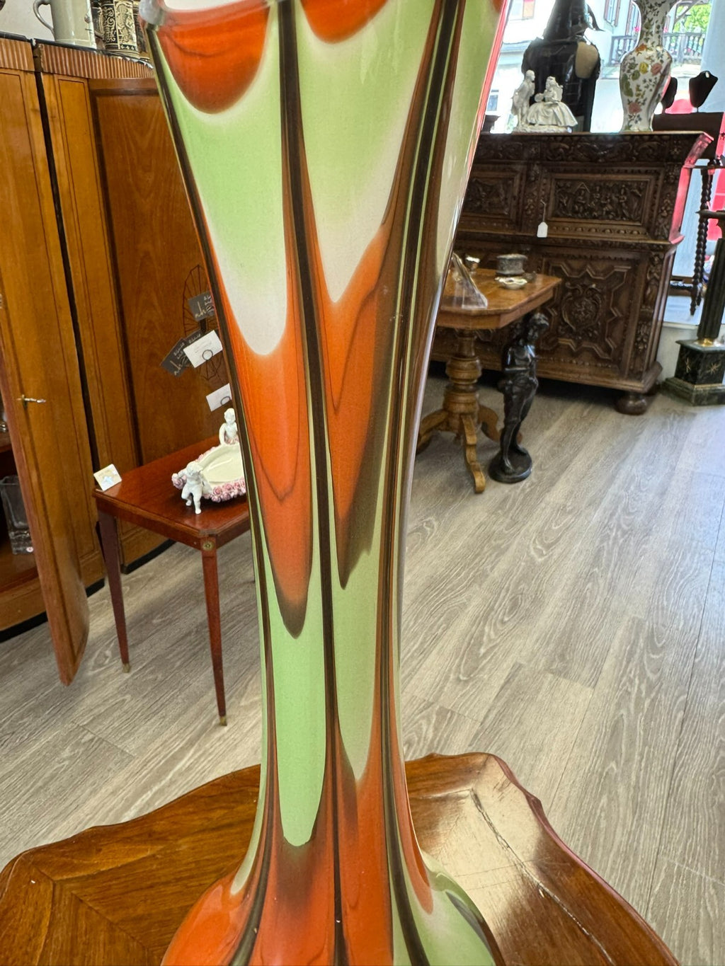 Vintage Bodenvase grosse Vase aus Glas Lollipop Space Age Schott Zwiesel 59/21cm
