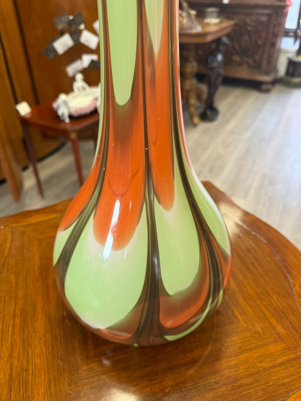 Vintage Bodenvase grosse Vase aus Glas Lollipop Space Age Schott Zwiesel 59/21cm