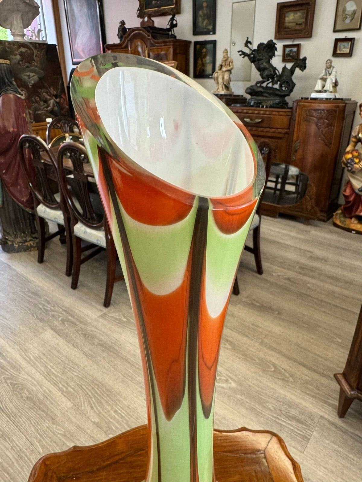 Vintage Bodenvase grosse Vase aus Glas Lollipop Space Age Schott Zwiesel 59/21cm