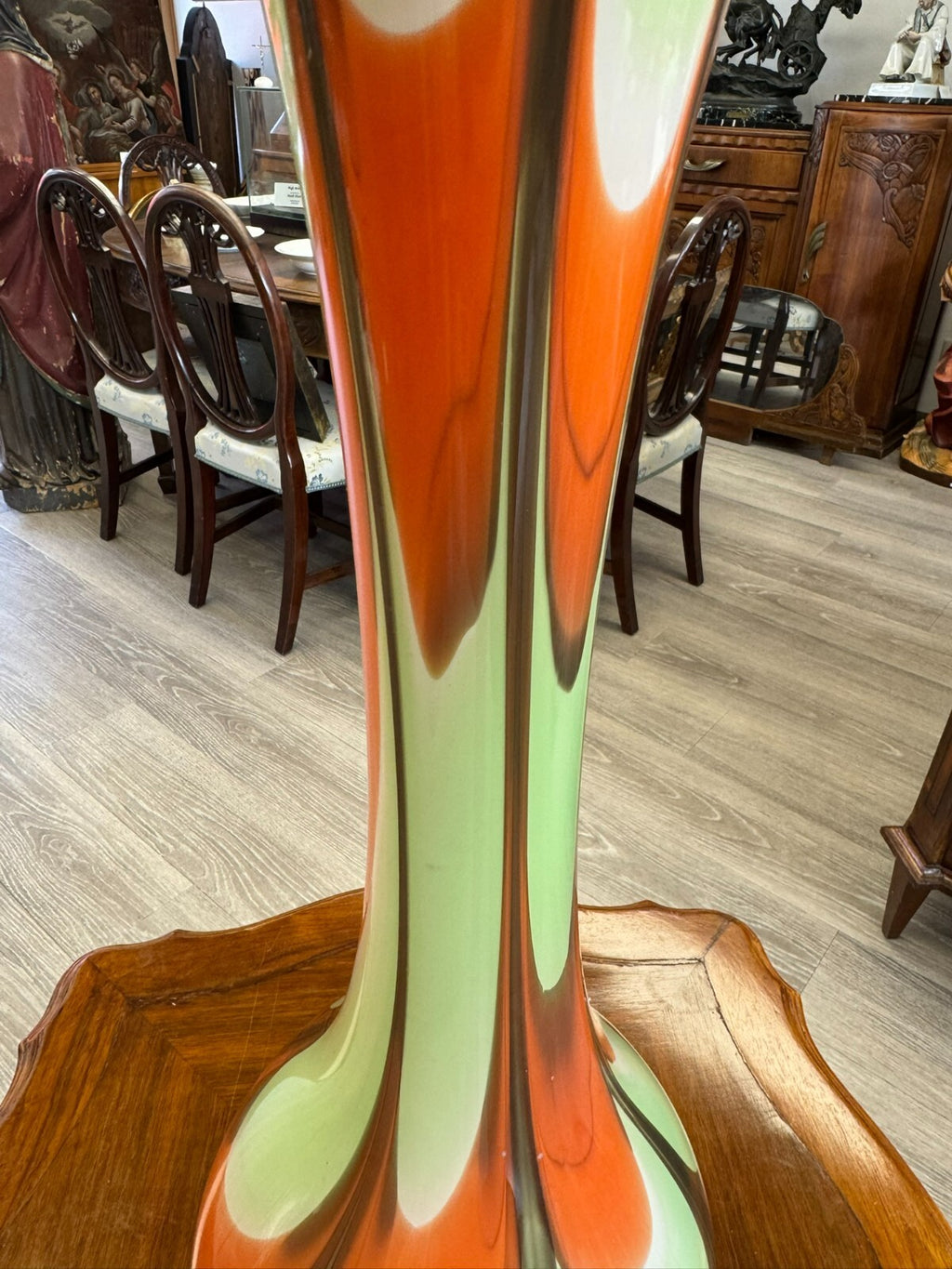 Vintage Bodenvase grosse Vase aus Glas Lollipop Space Age Schott Zwiesel 59/21cm