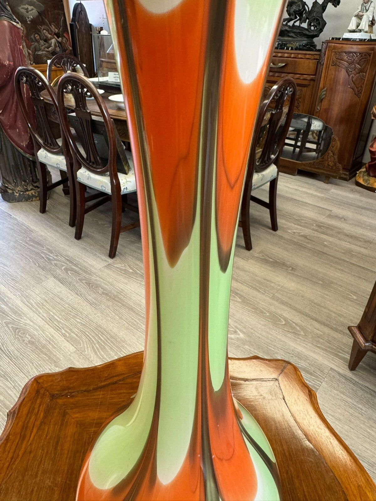 Vintage Bodenvase grosse Vase aus Glas Lollipop Space Age Schott Zwiesel 59/21cm