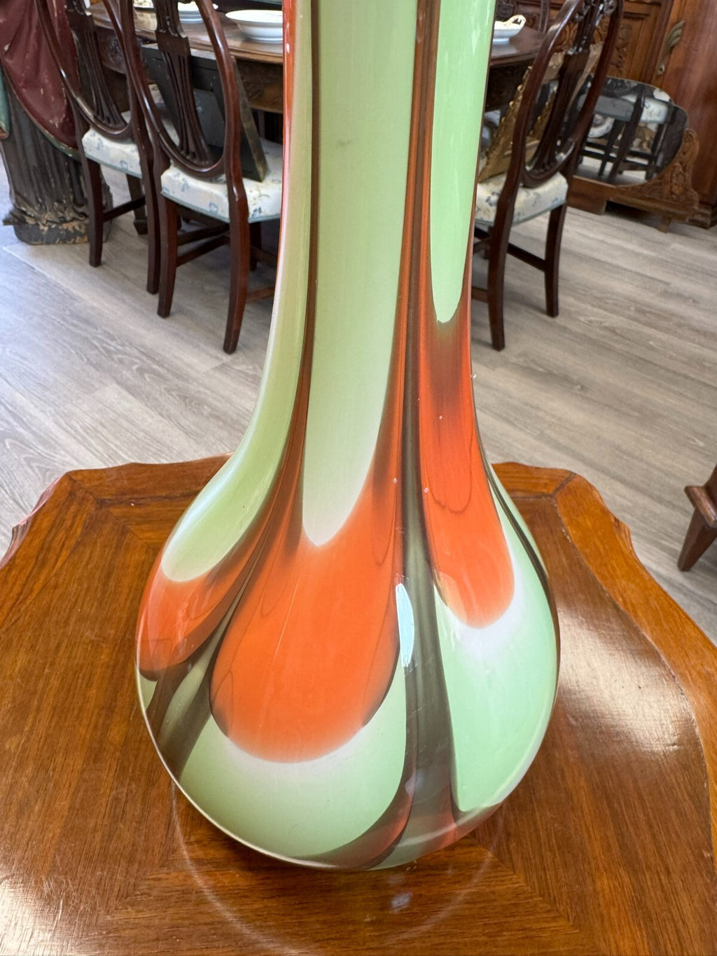 Vintage Bodenvase grosse Vase aus Glas Lollipop Space Age Schott Zwiesel 59/21cm