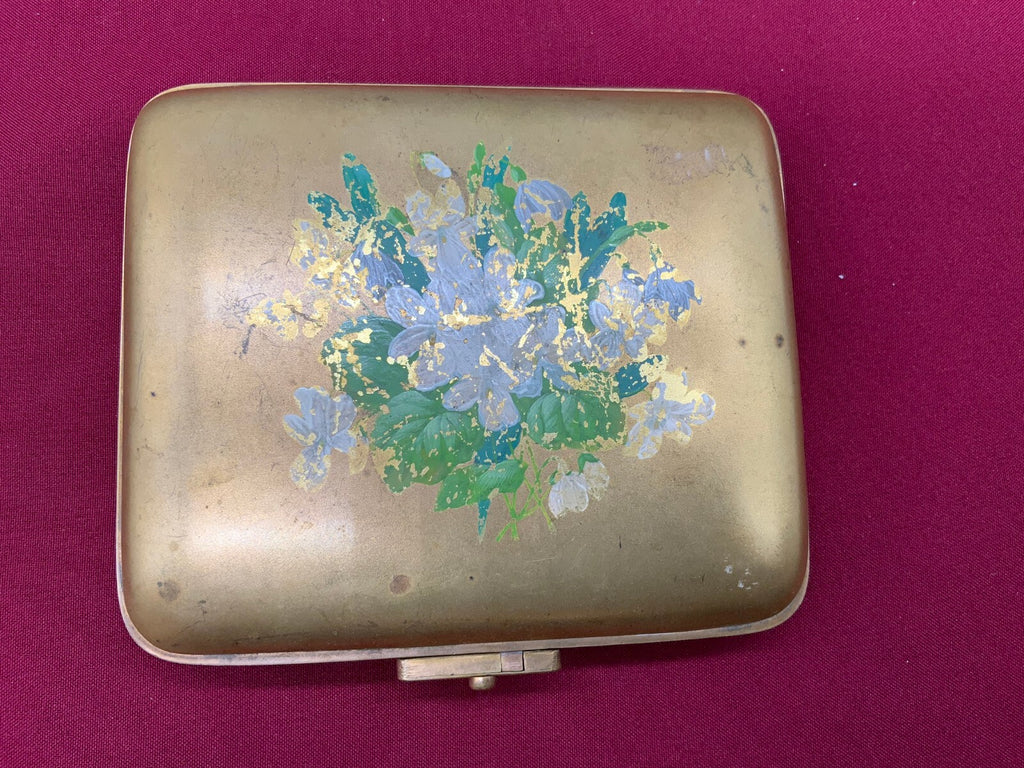 Antike Jugendstil Dose Messing handbemalt