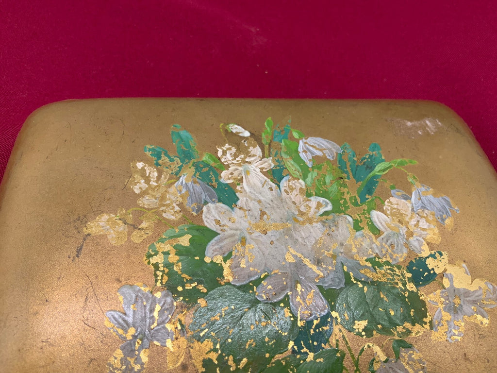 Antike Jugendstil Dose Messing handbemalt