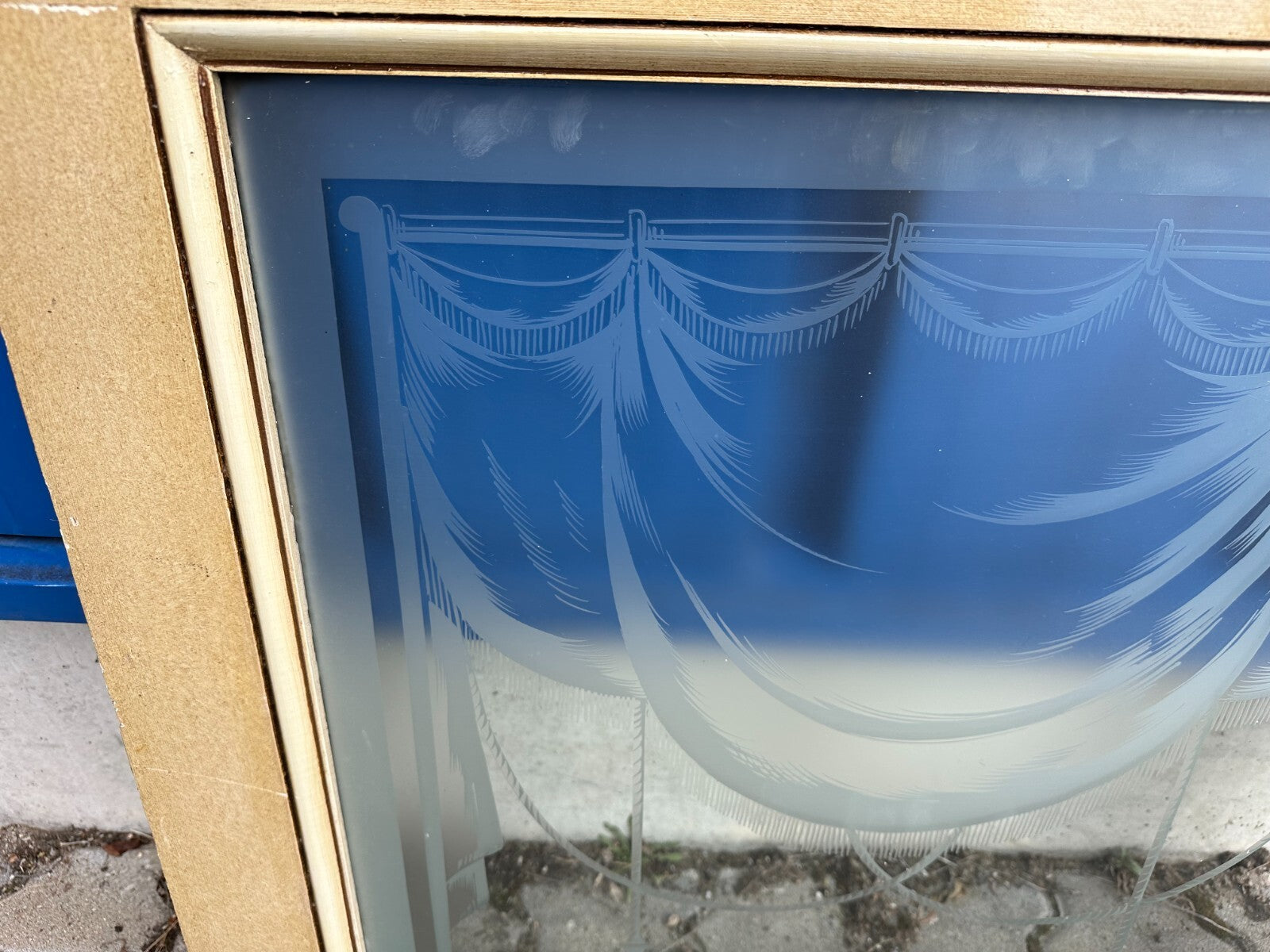 Antike Glasscheibe Glas Fenster Supraporte Jugendstil original um 1900 Girlanden