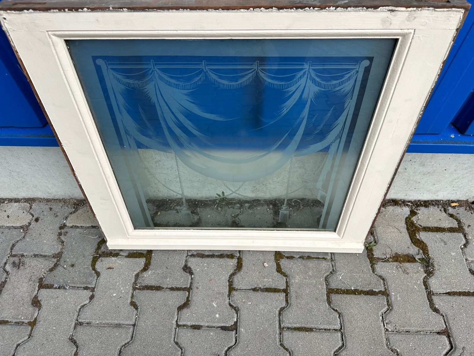 Antike Glasscheibe Glas Fenster Supraporte Jugendstil original um 1900 Girlanden