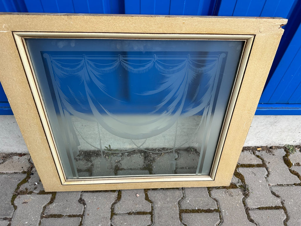 ANTIKE GLASSCHEIBE GLAS FENSTER SUPRAPORTE JUGENDSTIL ORIGINAL UM 1900 GIRLANDEN