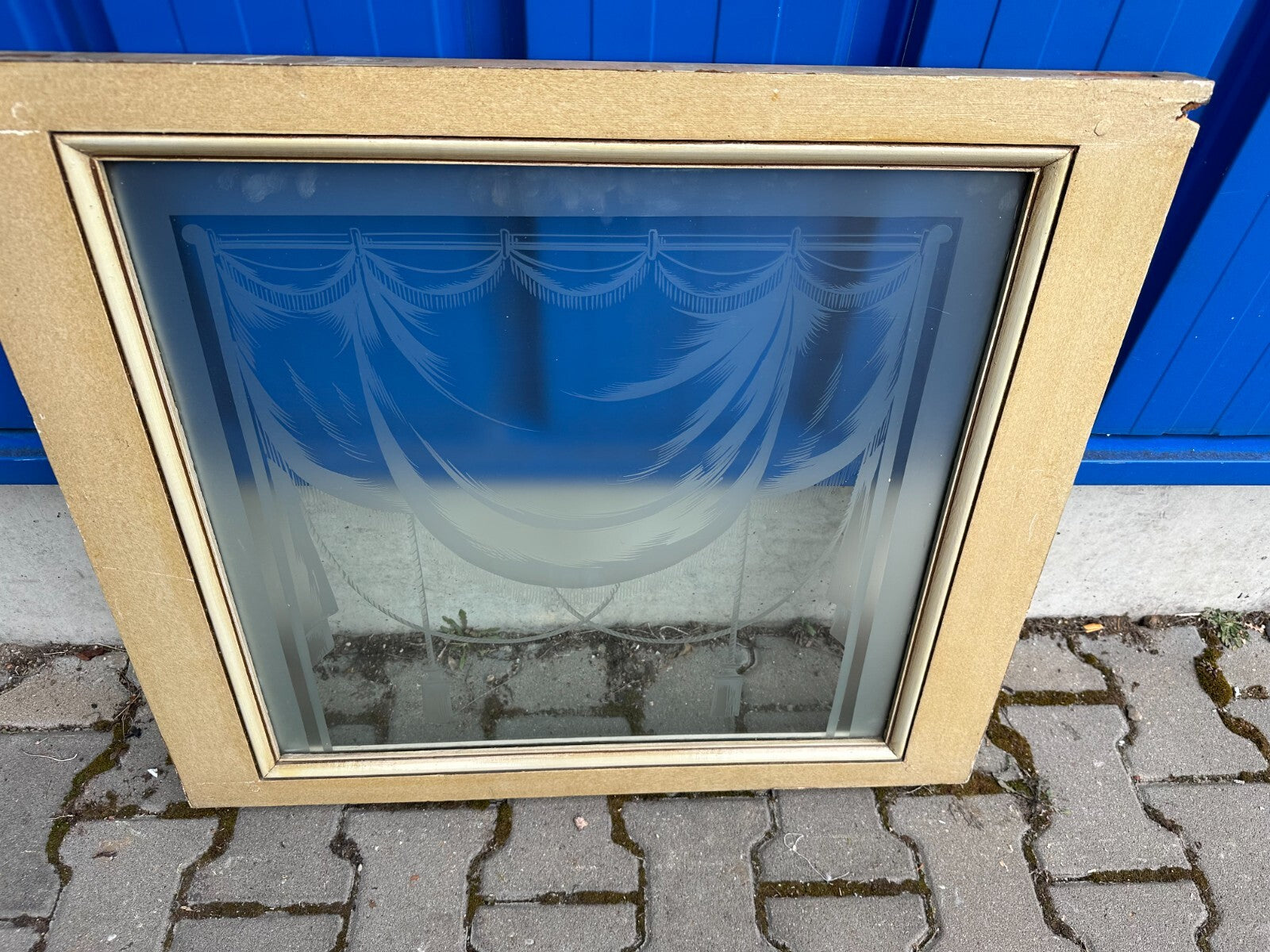 ANTIKE GLASSCHEIBE GLAS FENSTER SUPRAPORTE JUGENDSTIL ORIGINAL UM 1900 GIRLANDEN