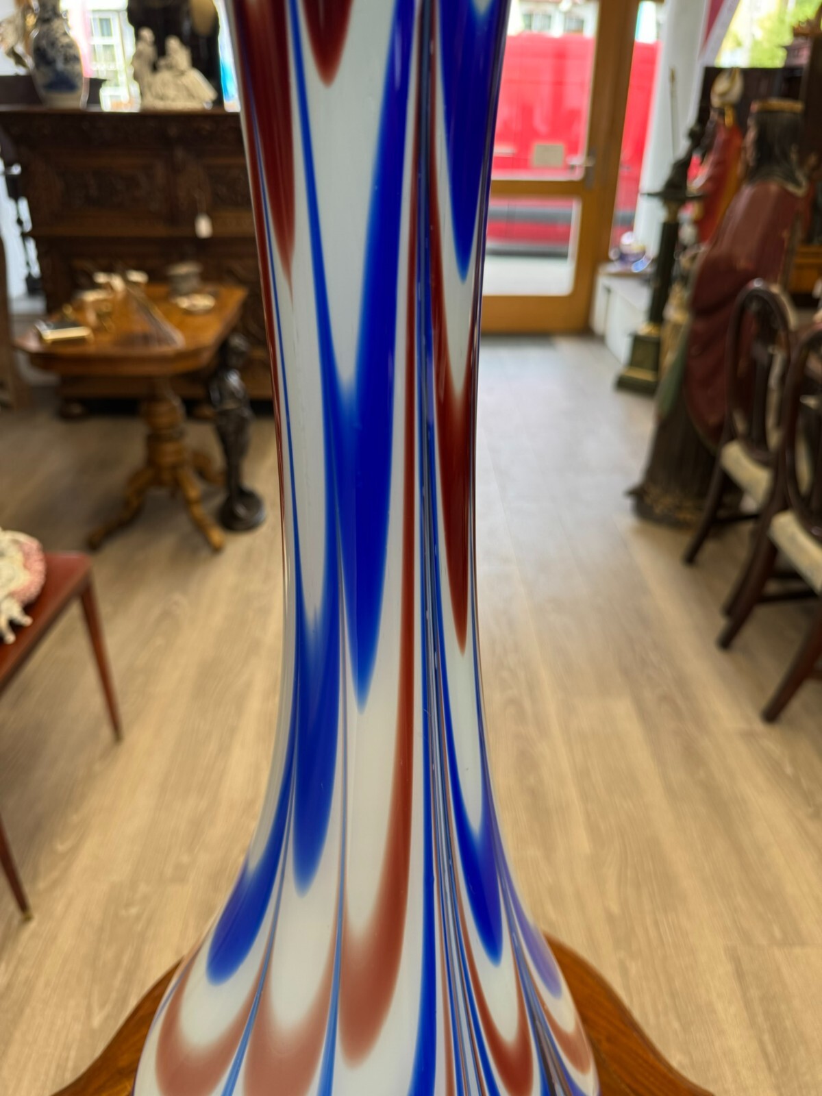 Vintage Bodenvase grosse Vase aus Glas Lollipop Space Age Schott Zwiesel 82x28cm