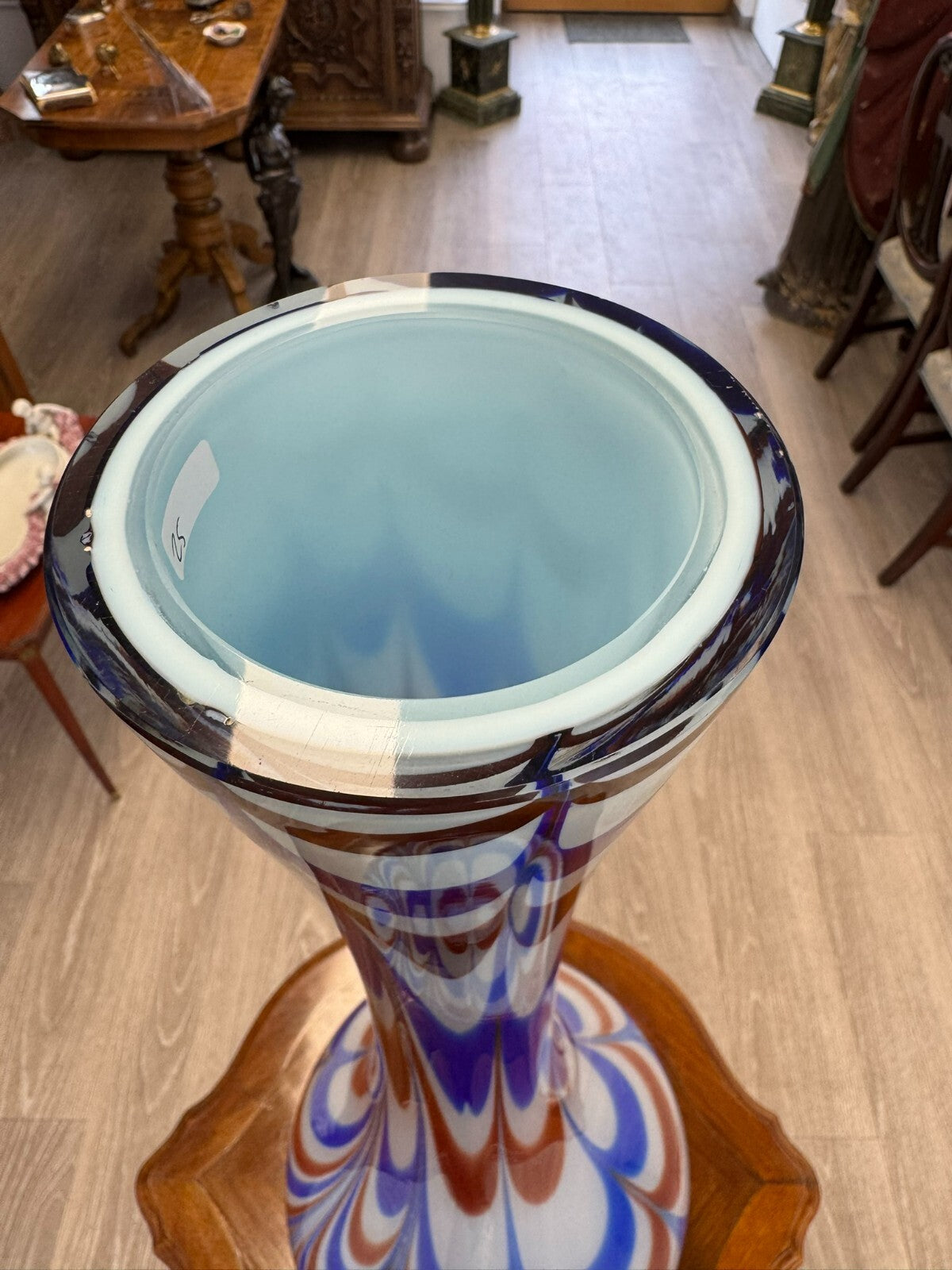 Vintage Bodenvase grosse Vase aus Glas Lollipop Space Age Schott Zwiesel 82x28cm