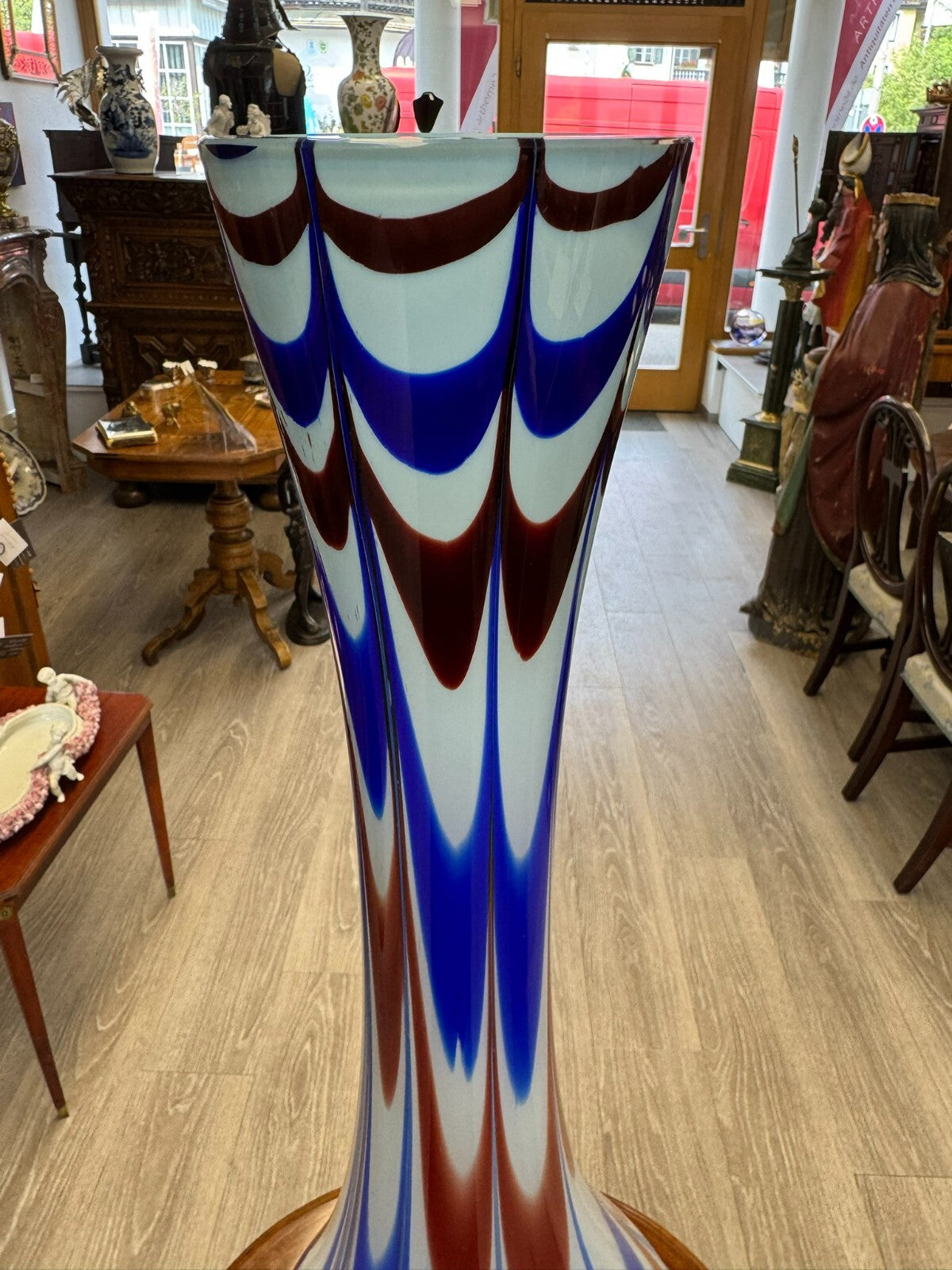 Vintage Bodenvase grosse Vase aus Glas Lollipop Space Age Schott Zwiesel 82x28cm