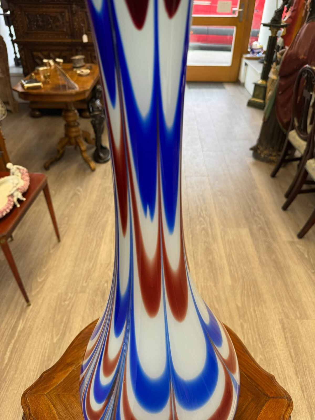 Vintage Bodenvase grosse Vase aus Glas Lollipop Space Age Schott Zwiesel 82x28cm