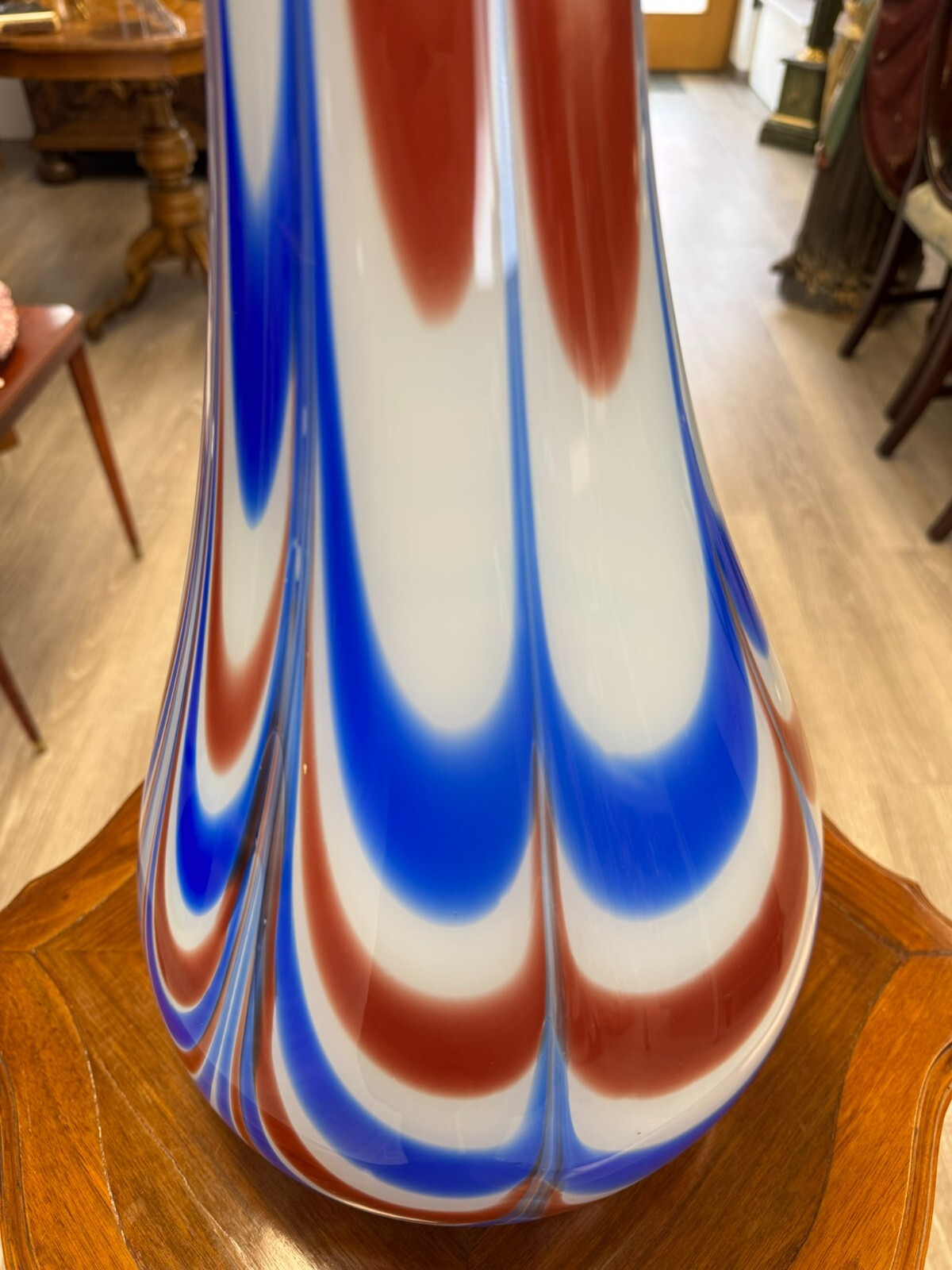 Vintage Bodenvase grosse Vase aus Glas Lollipop Space Age Schott Zwiesel 82x28cm