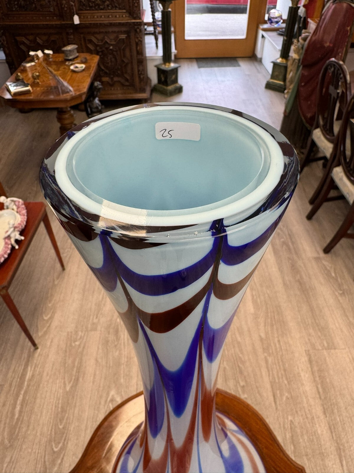 Vintage Bodenvase grosse Vase aus Glas Lollipop Space Age Schott Zwiesel 82x28cm