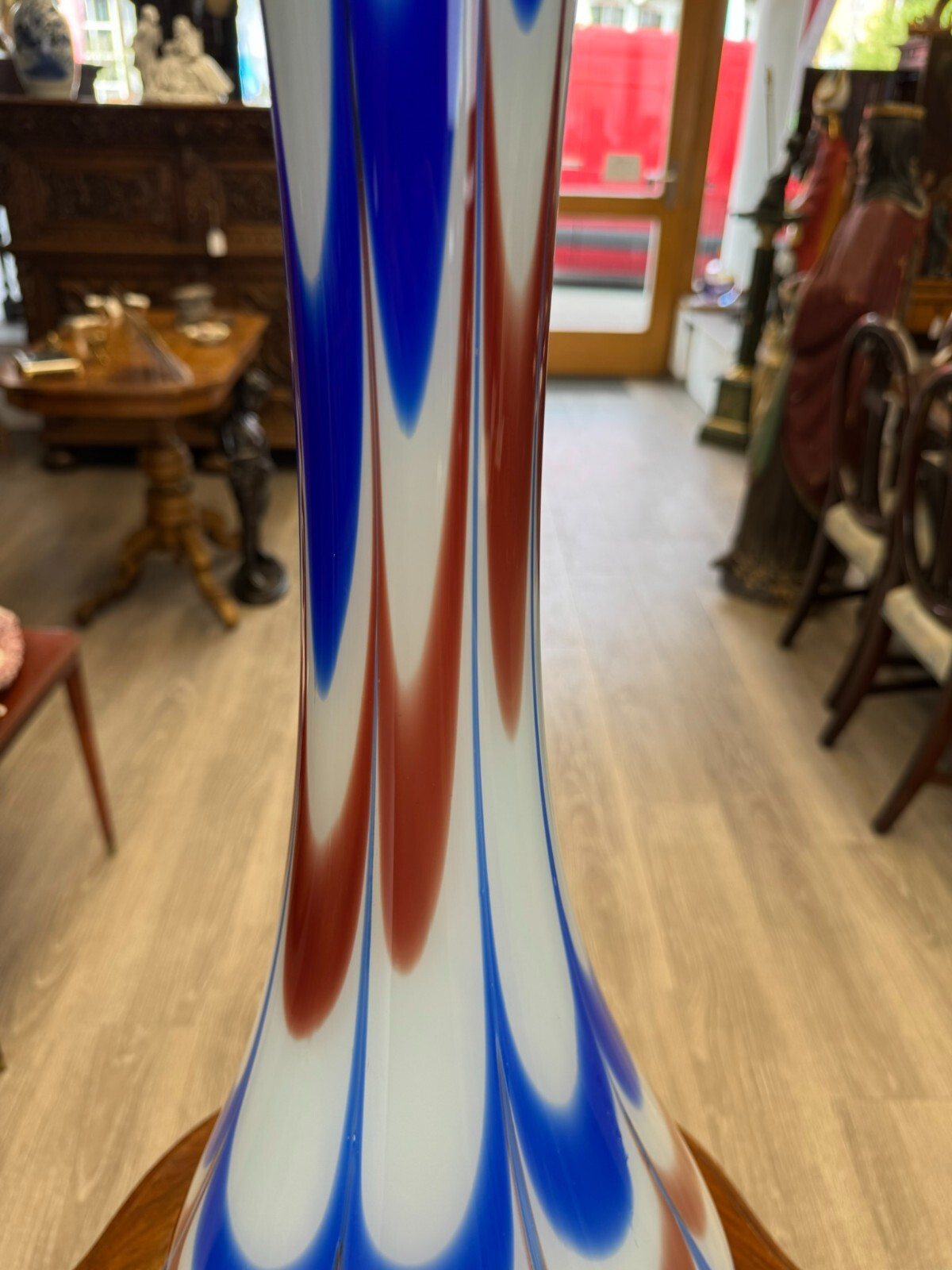 Vintage Bodenvase grosse Vase aus Glas Lollipop Space Age Schott Zwiesel 82x28cm