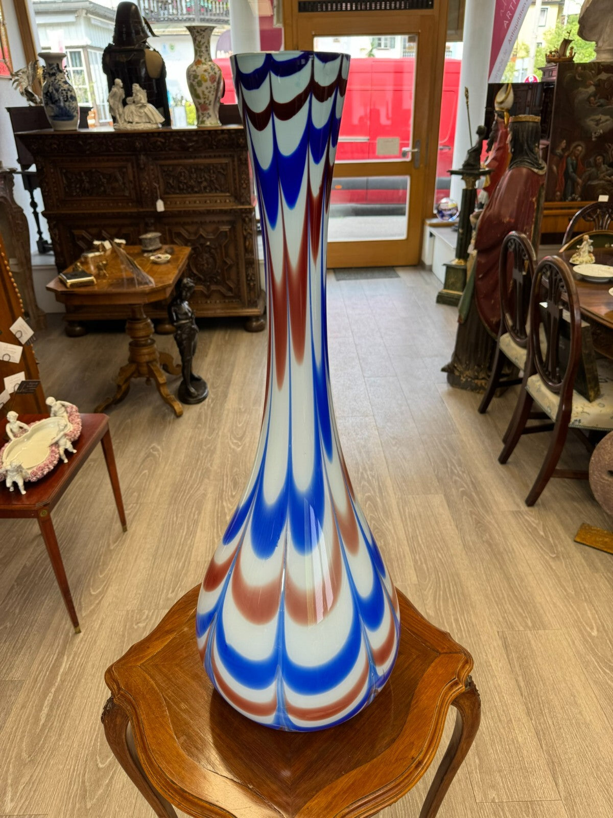 Vintage Bodenvase grosse Vase aus Glas Lollipop Space Age Schott Zwiesel 82x28cm