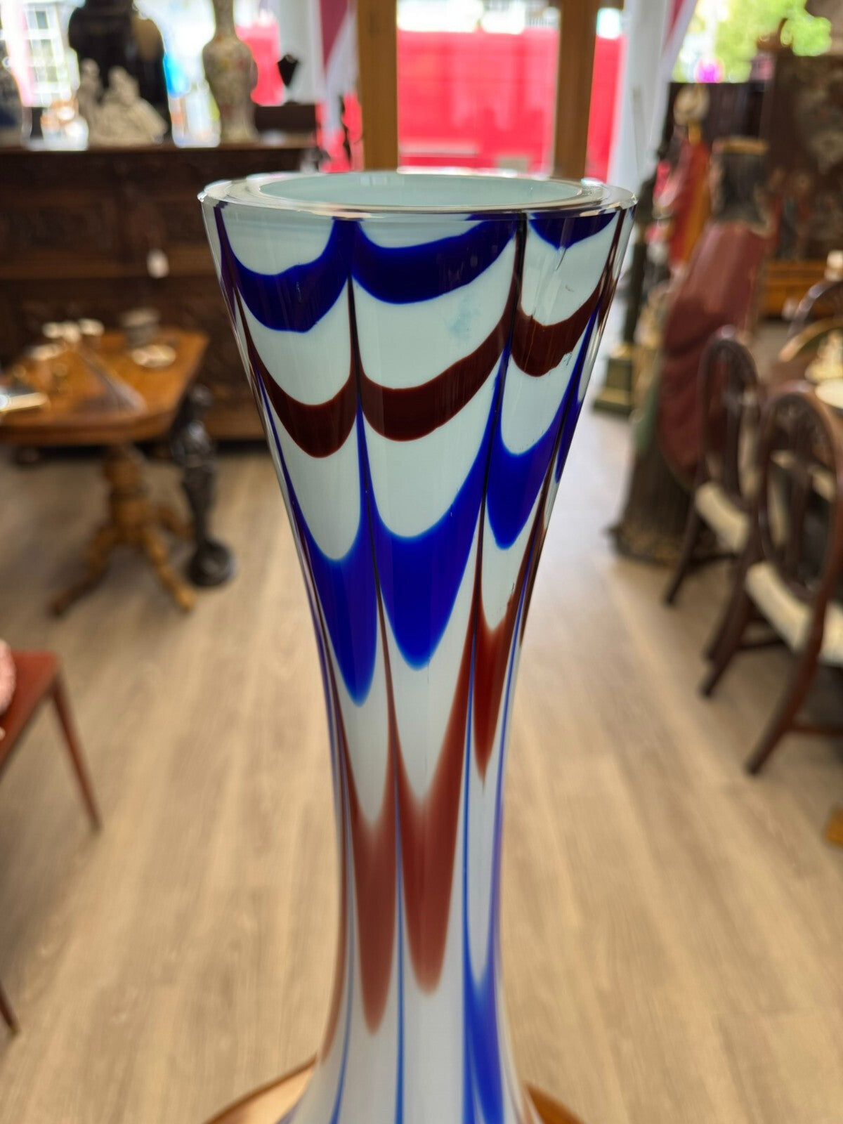 Vintage Bodenvase grosse Vase aus Glas Lollipop Space Age Schott Zwiesel 82x28cm