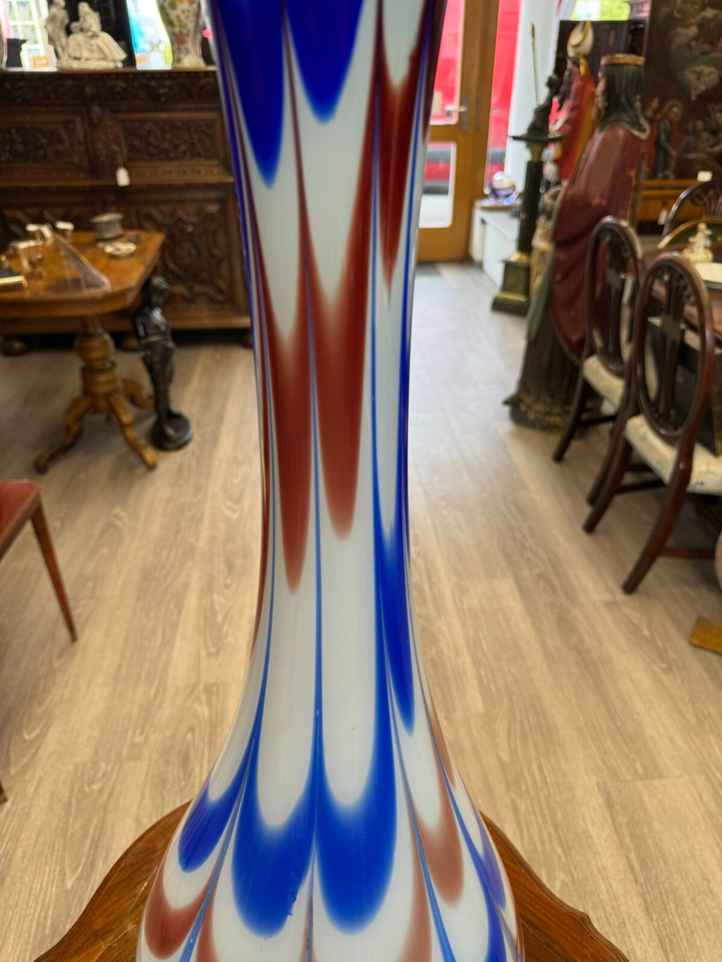 Vintage Bodenvase grosse Vase aus Glas Lollipop Space Age Schott Zwiesel 82x28cm