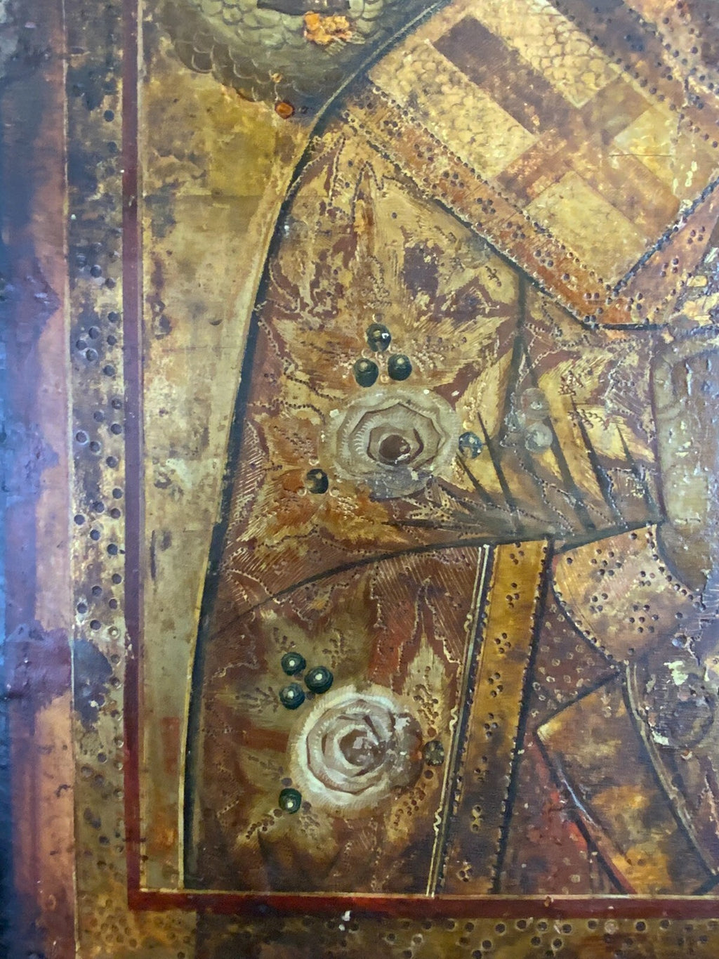 Ikone Russland Heiliger Nikolaus 18/19 tes Jhdt 38x48cm handbemalt auf Holz