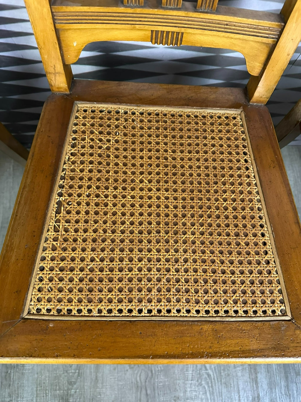 Set 5x antiker Jugendstil Stuhl um 1900 Rattan Geflecht