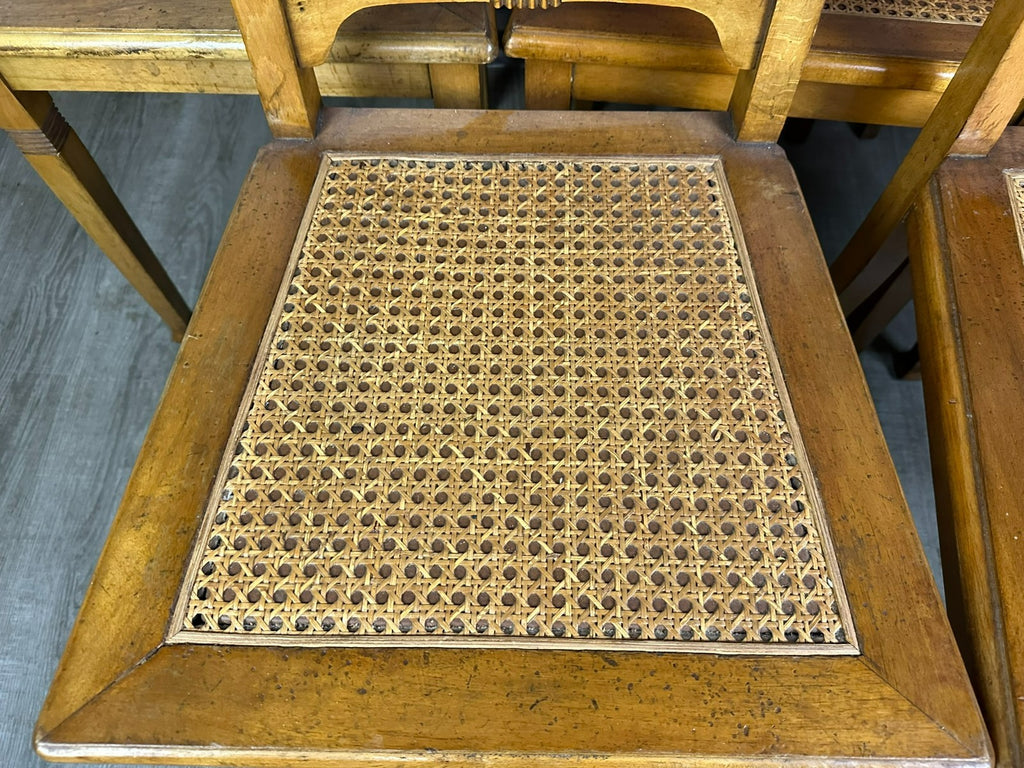 Set 5x antiker Jugendstil Stuhl um 1900 Rattan Geflecht