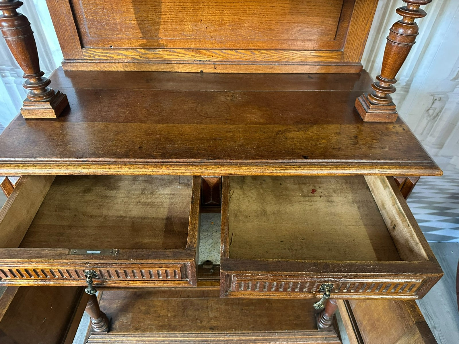 Antikes Neo Renaissance Buffet Anrichte aus Eiche um 1880 Henri Ii