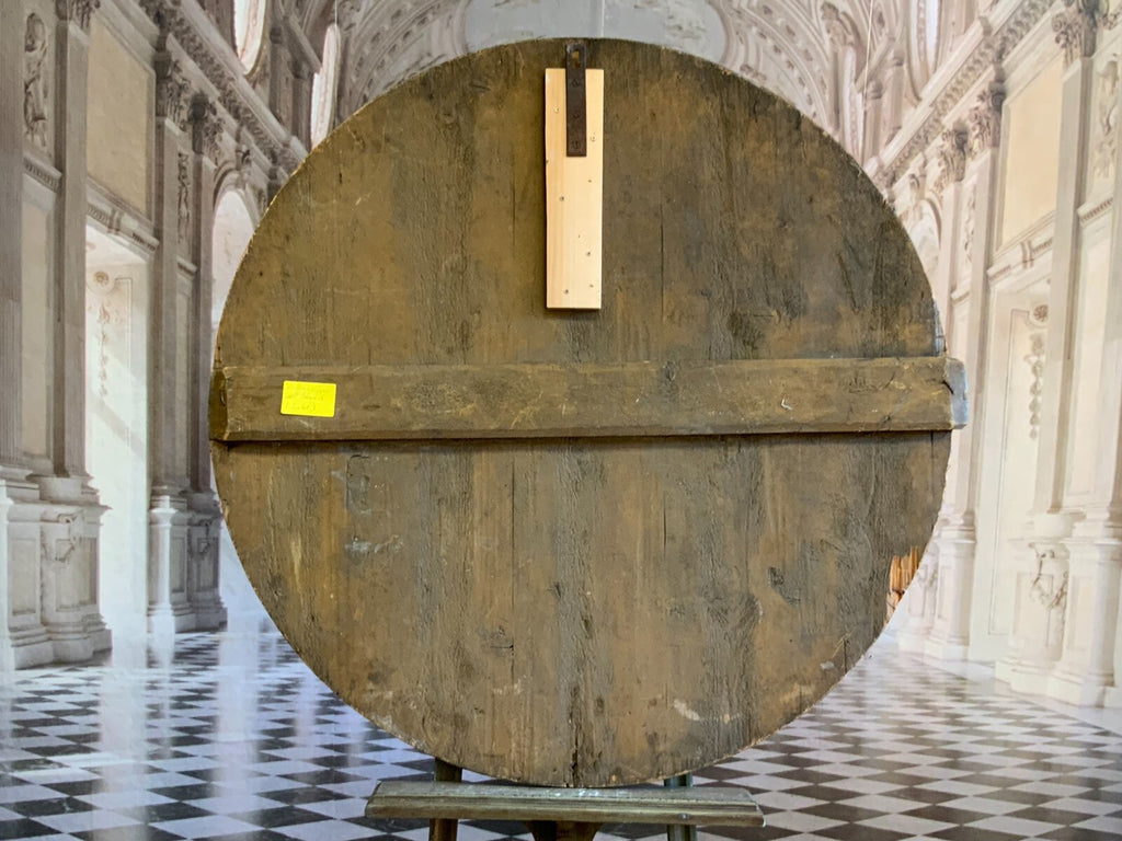 Vatikan Wappen Öl auf Holz antik um 1800 120cm Museal Papstwappen