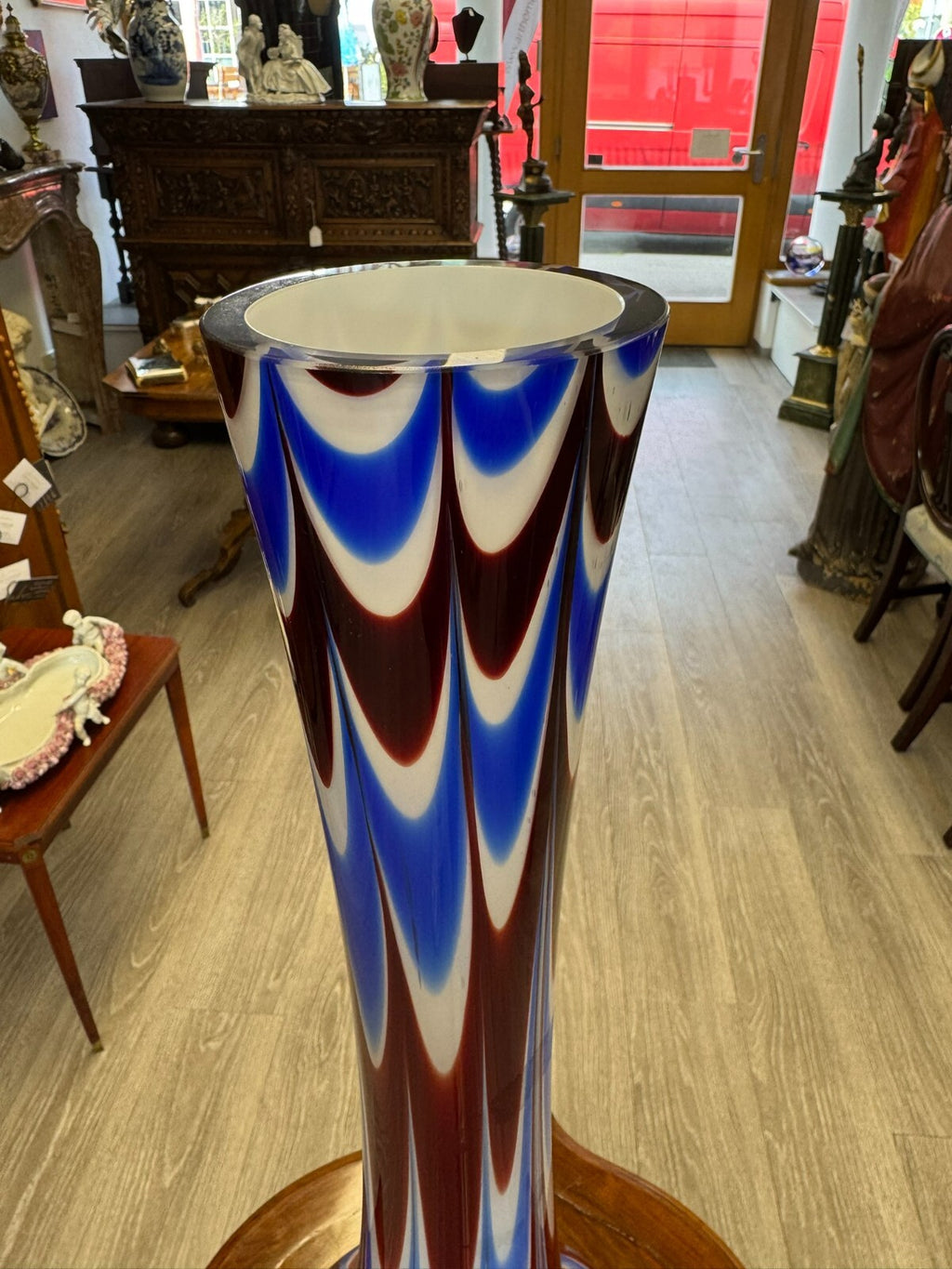 Vintage Bodenvase grosse Vase aus Glas Lollipop Space Age Schott Zwiesel 75x27cm