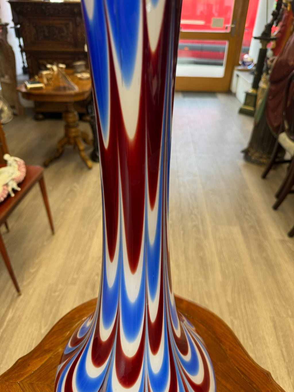 Vintage Bodenvase grosse Vase aus Glas Lollipop Space Age Schott Zwiesel 75x27cm