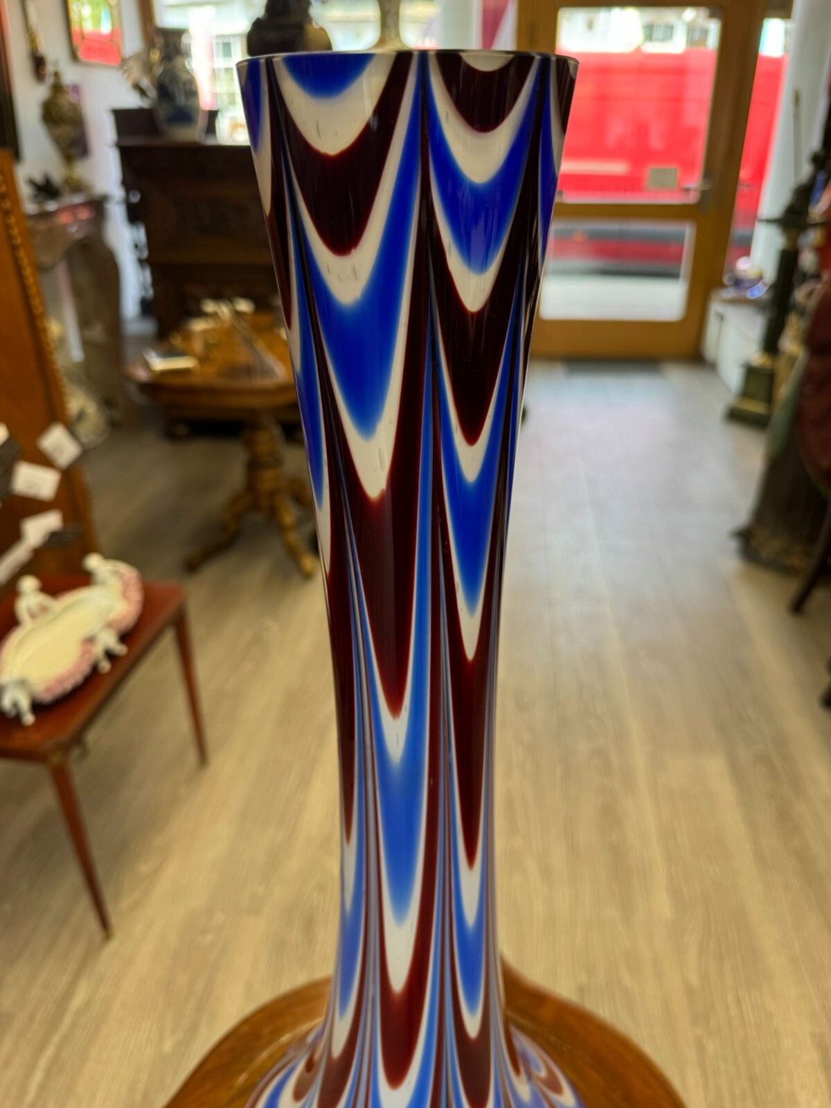 Vintage Bodenvase grosse Vase aus Glas Lollipop Space Age Schott Zwiesel 75x27cm