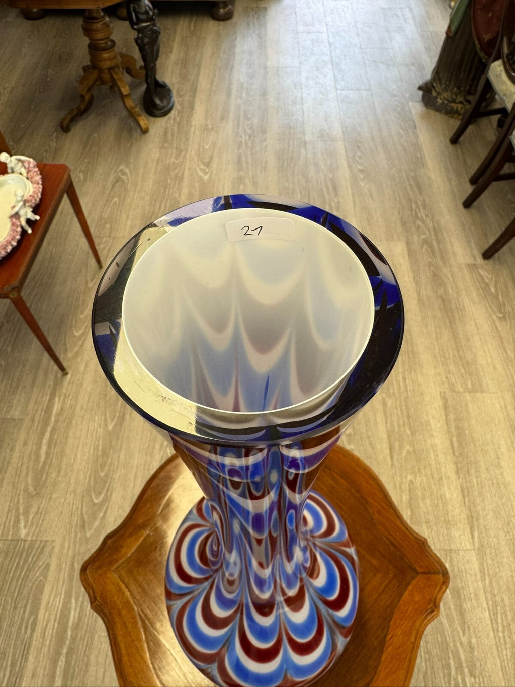 Vintage Bodenvase grosse Vase aus Glas Lollipop Space Age Schott Zwiesel 75x27cm