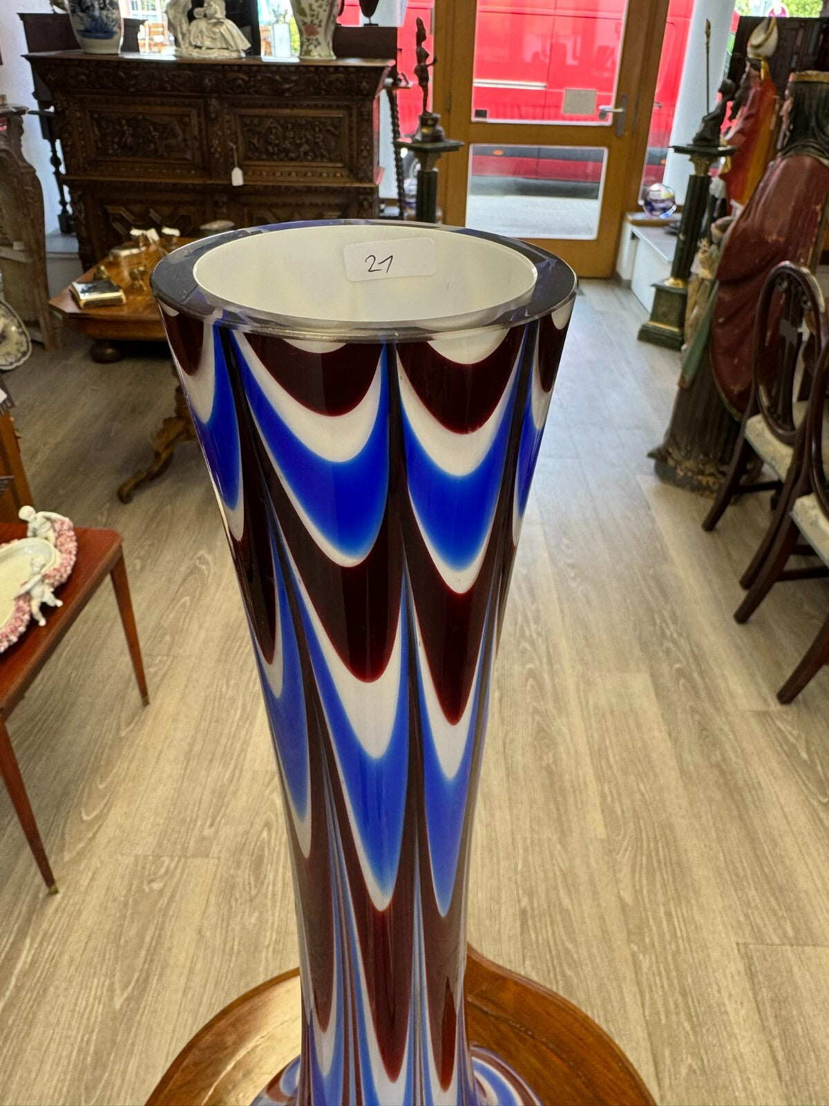 Vintage Bodenvase grosse Vase aus Glas Lollipop Space Age Schott Zwiesel 75x27cm