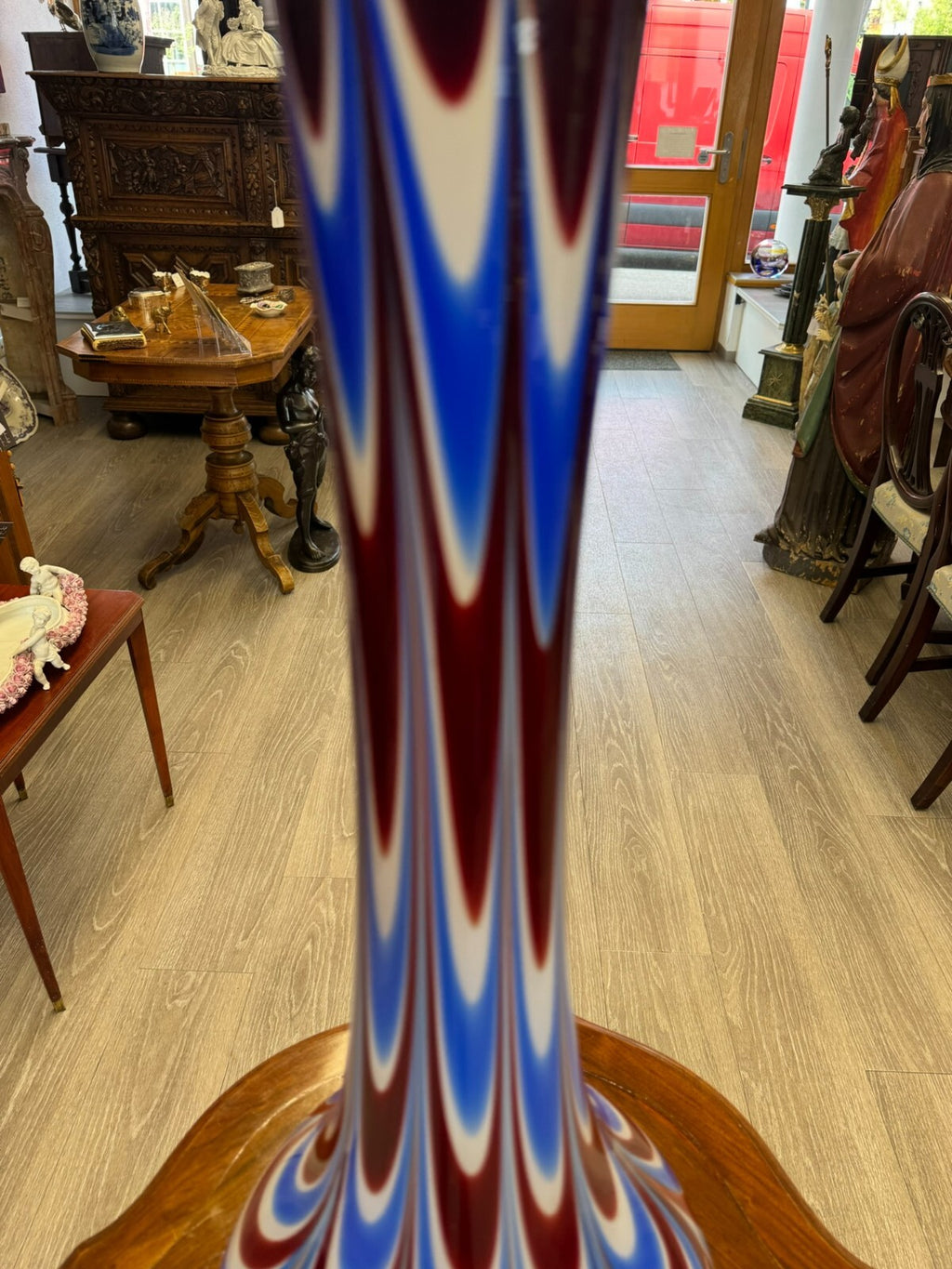 Vintage Bodenvase grosse Vase aus Glas Lollipop Space Age Schott Zwiesel 75x27cm