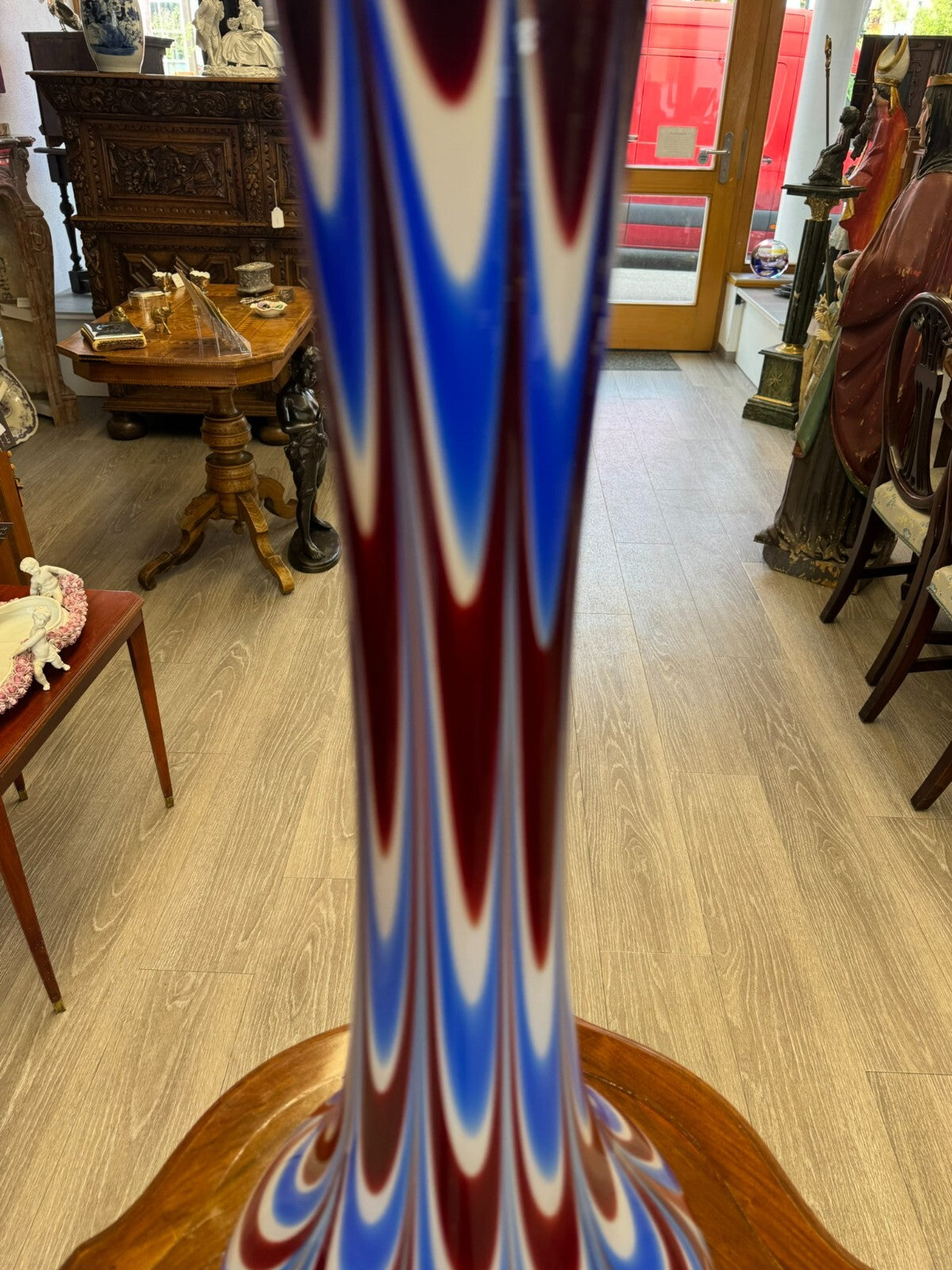 Vintage Bodenvase grosse Vase aus Glas Lollipop Space Age Schott Zwiesel 75x27cm